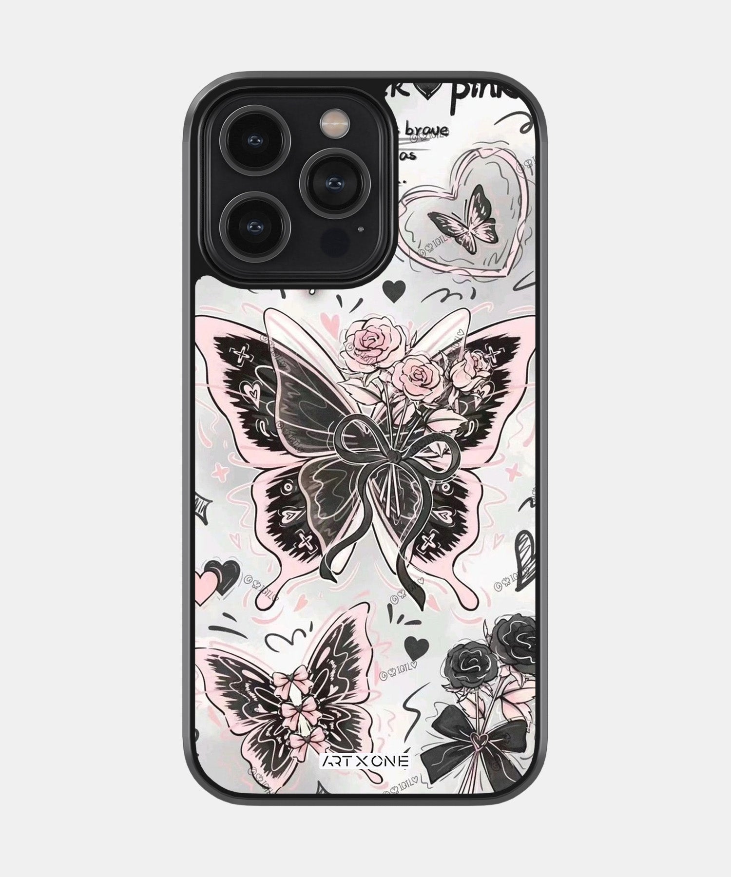 Black Pink Butterfly Mobile Back Cover