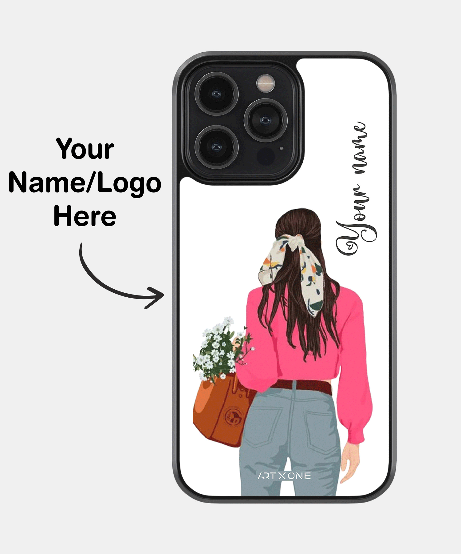 Glossy With Pink Scarf Girl Mobile Back Cover