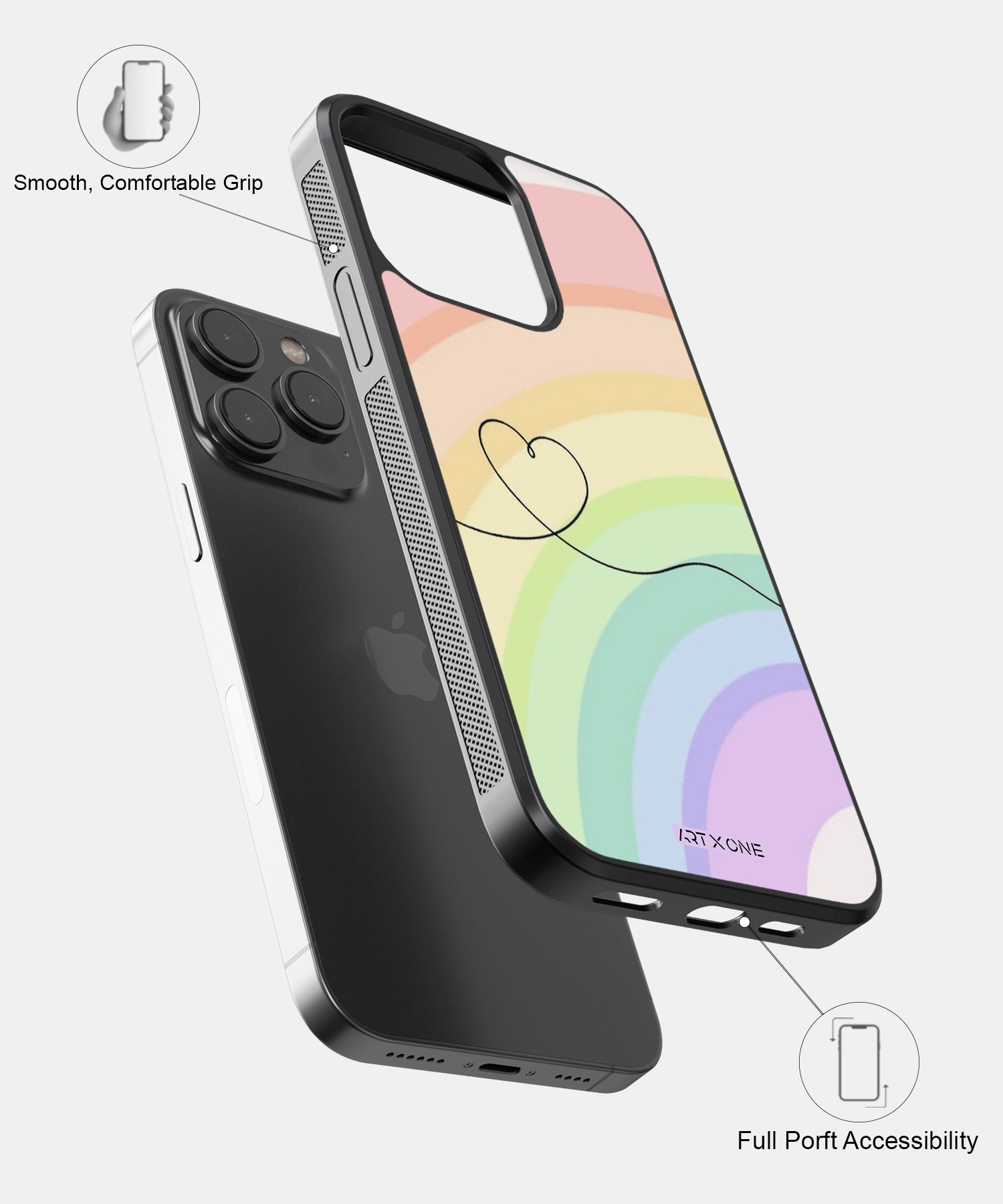 Rainbow with Heart Abstract Mobile Back Cover