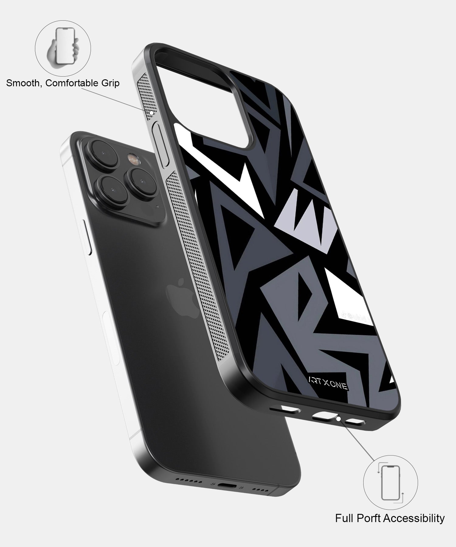 Abstract Black & Grey Geometric Pattern Mobile Back Cover