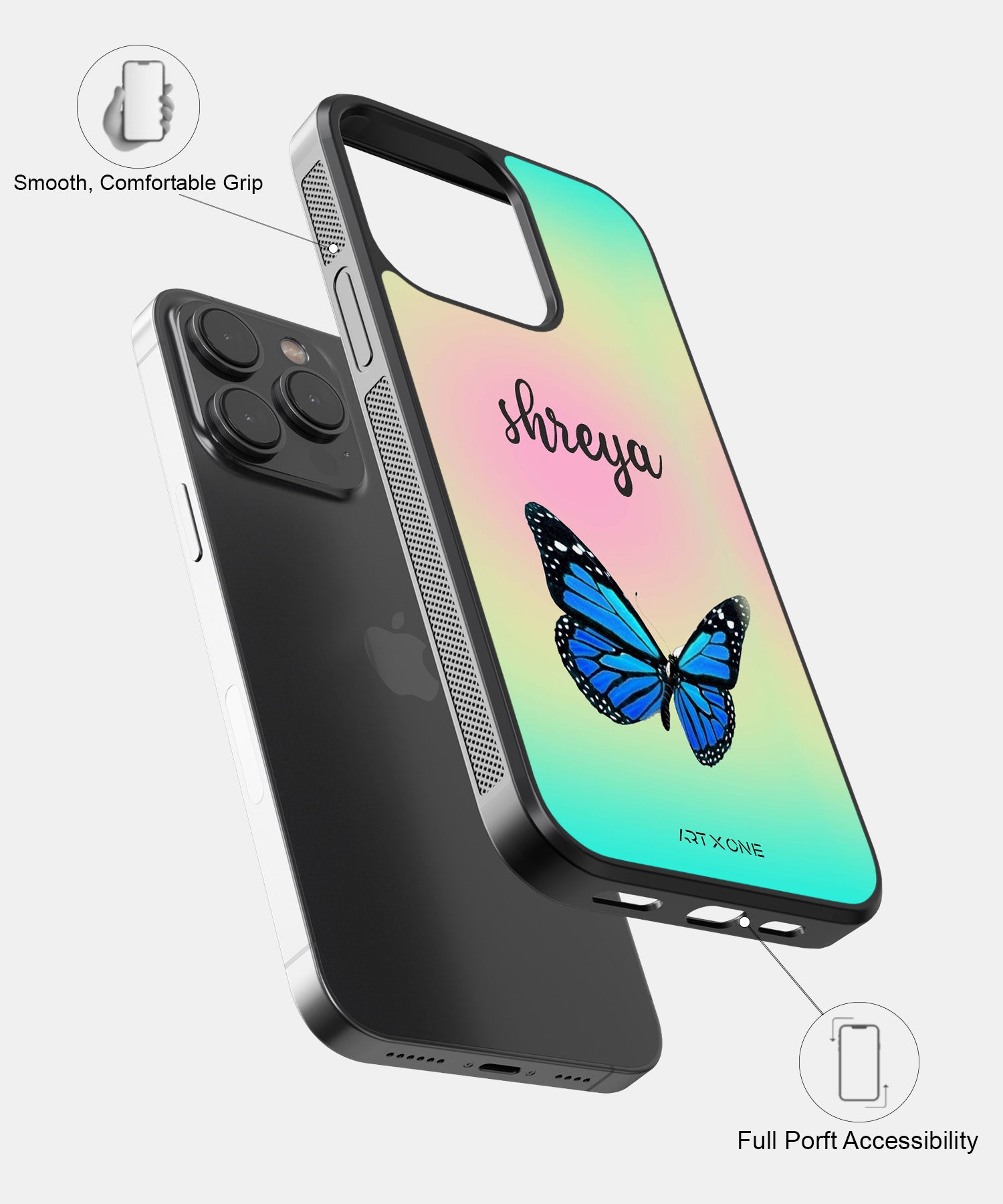 Butterfly Glass Customize Mobile Back Cover