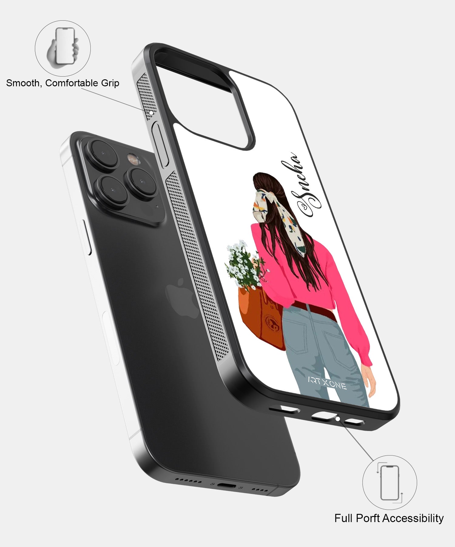 Glossy With Pink Scarf Girl Mobile Back Cover