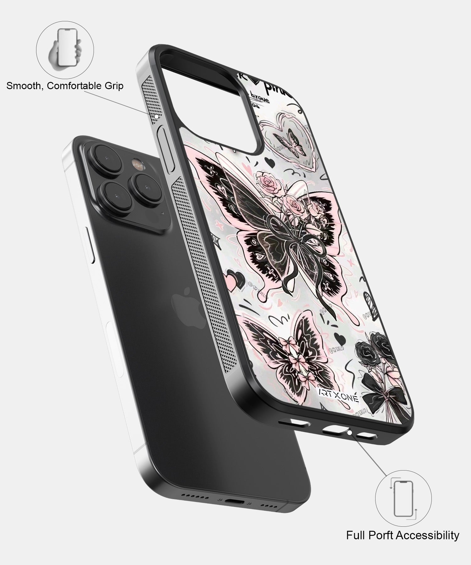 Black Pink Butterfly Mobile Back Cover