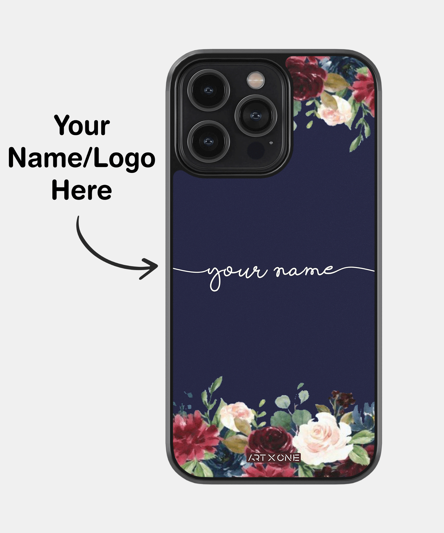 Navy Blue With Floral Mobile Back Cover
