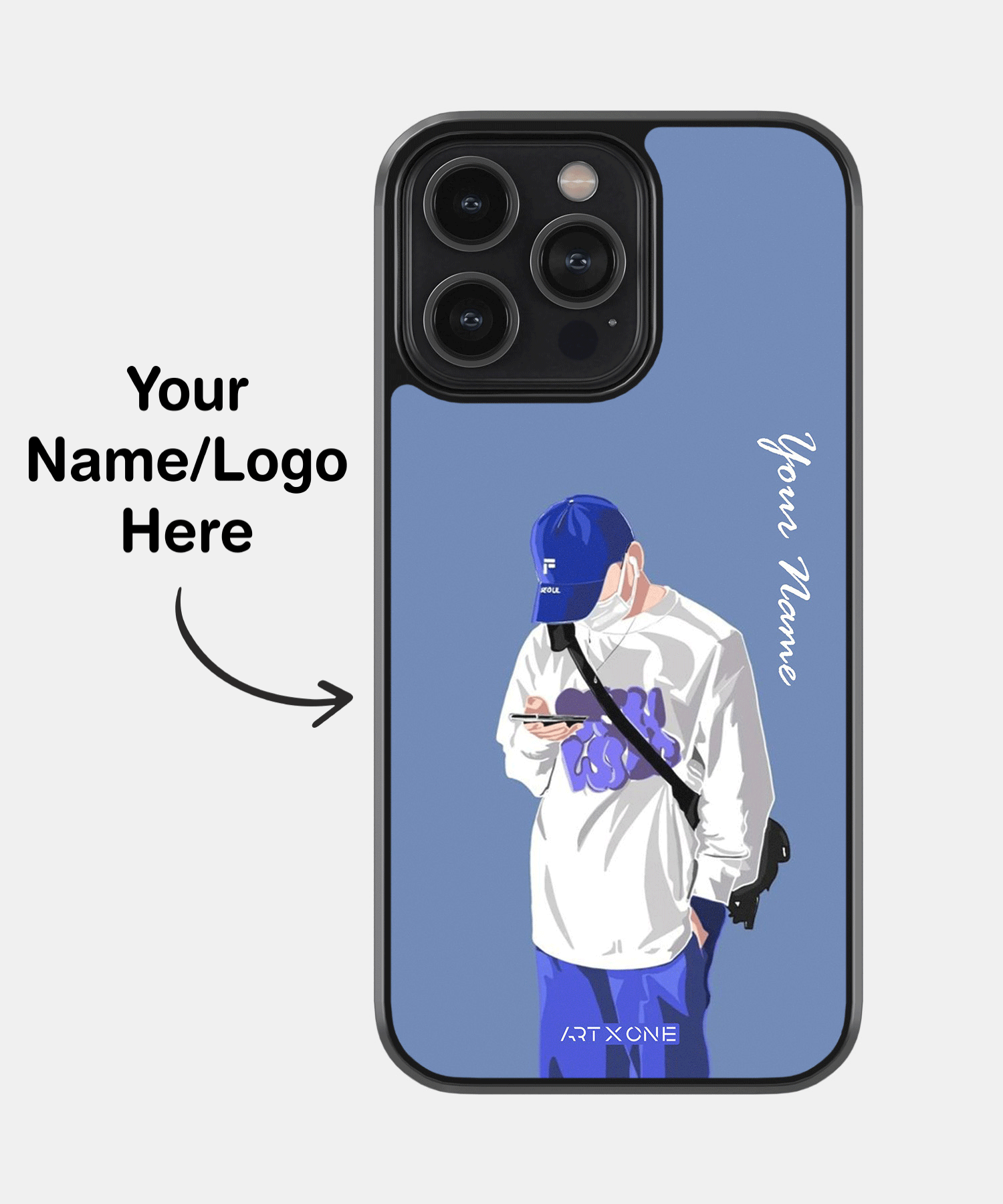 Boy with a Phone Personalised Name  Mobile Back Cover