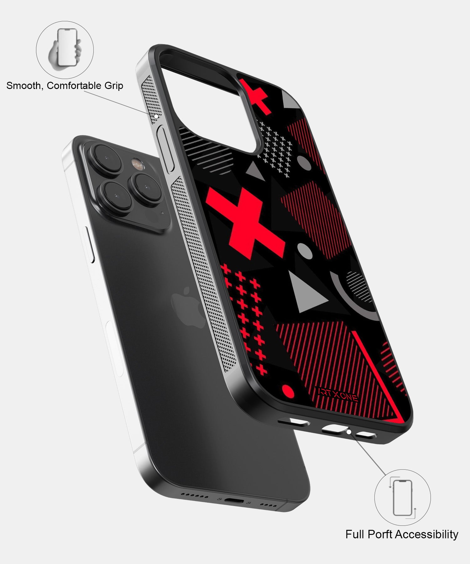 Abstract Geometric Black & Red Pattern Mobile Back Cover