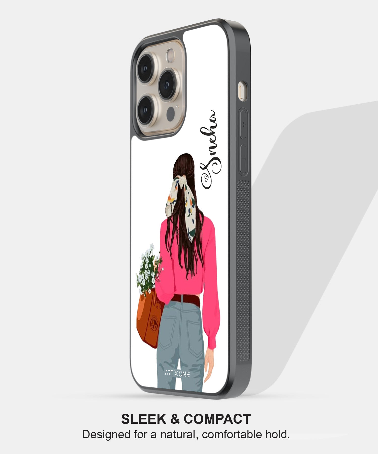 Glossy With Pink Scarf Girl Mobile Back Cover