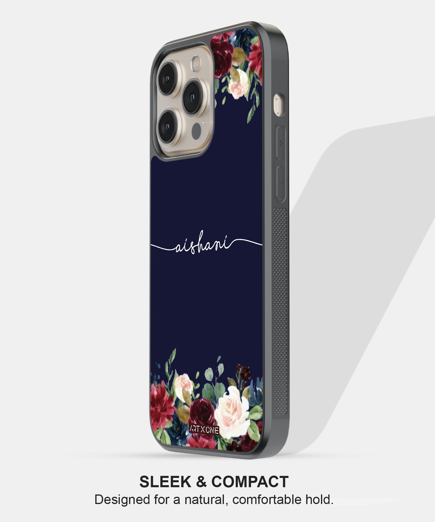 Navy Blue With Floral Mobile Back Cover