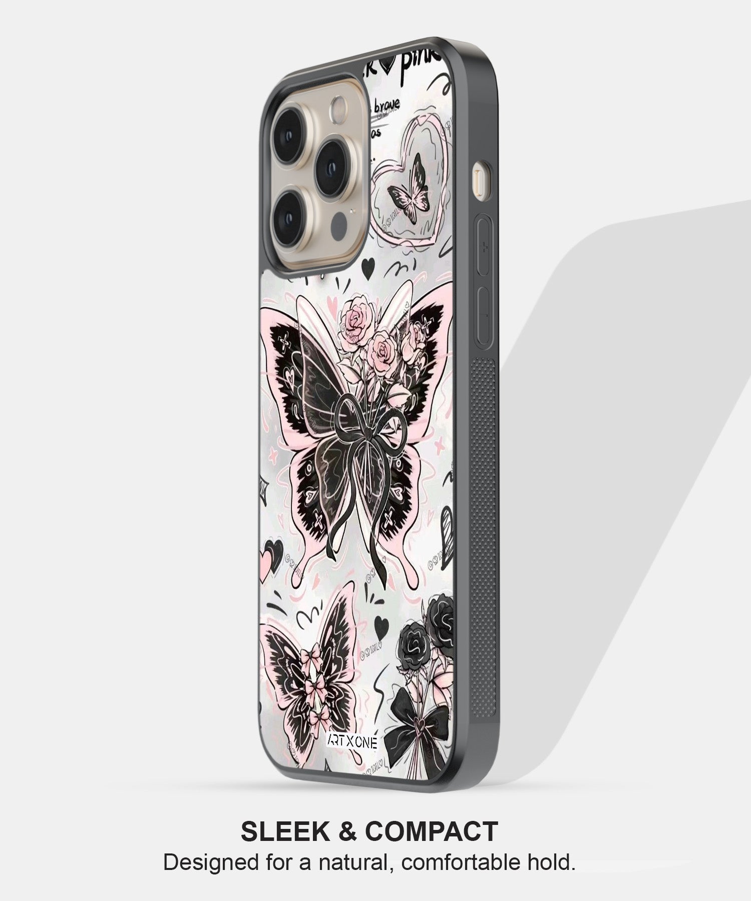 Black Pink Butterfly Mobile Back Cover