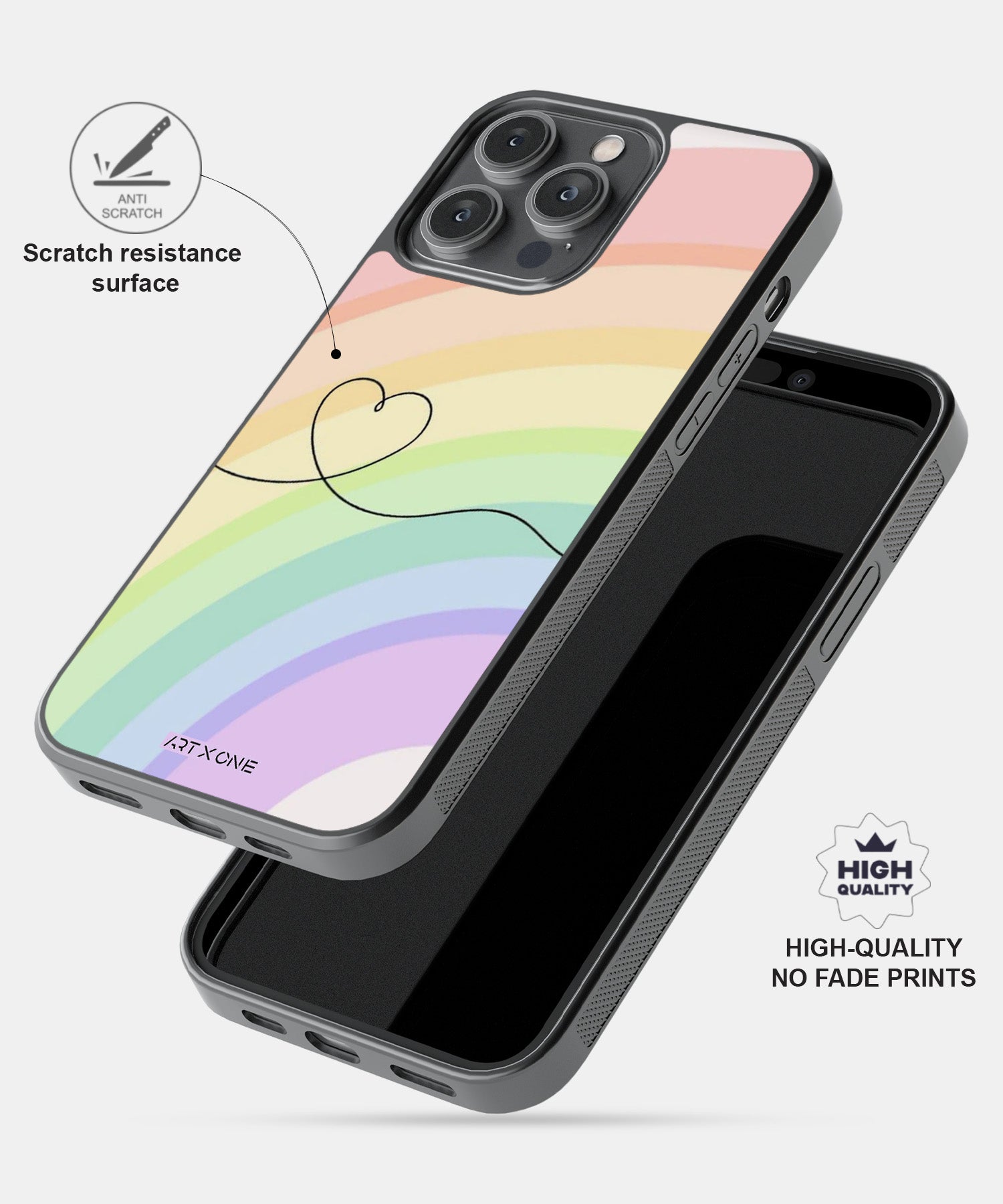 Rainbow with Heart Abstract Mobile Back Cover