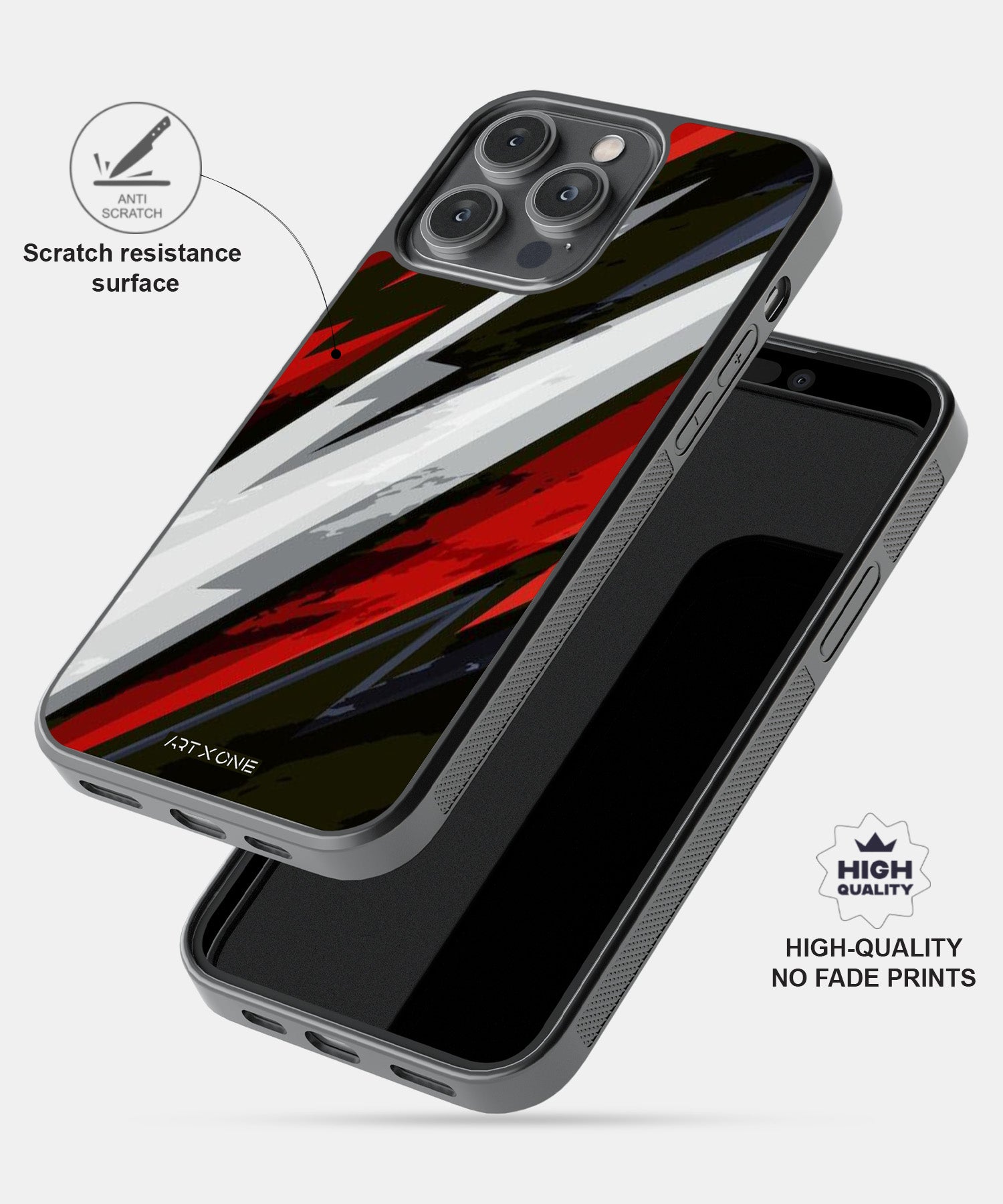 Abstract Red & Black Geometric Pattern Mobile Back Cover