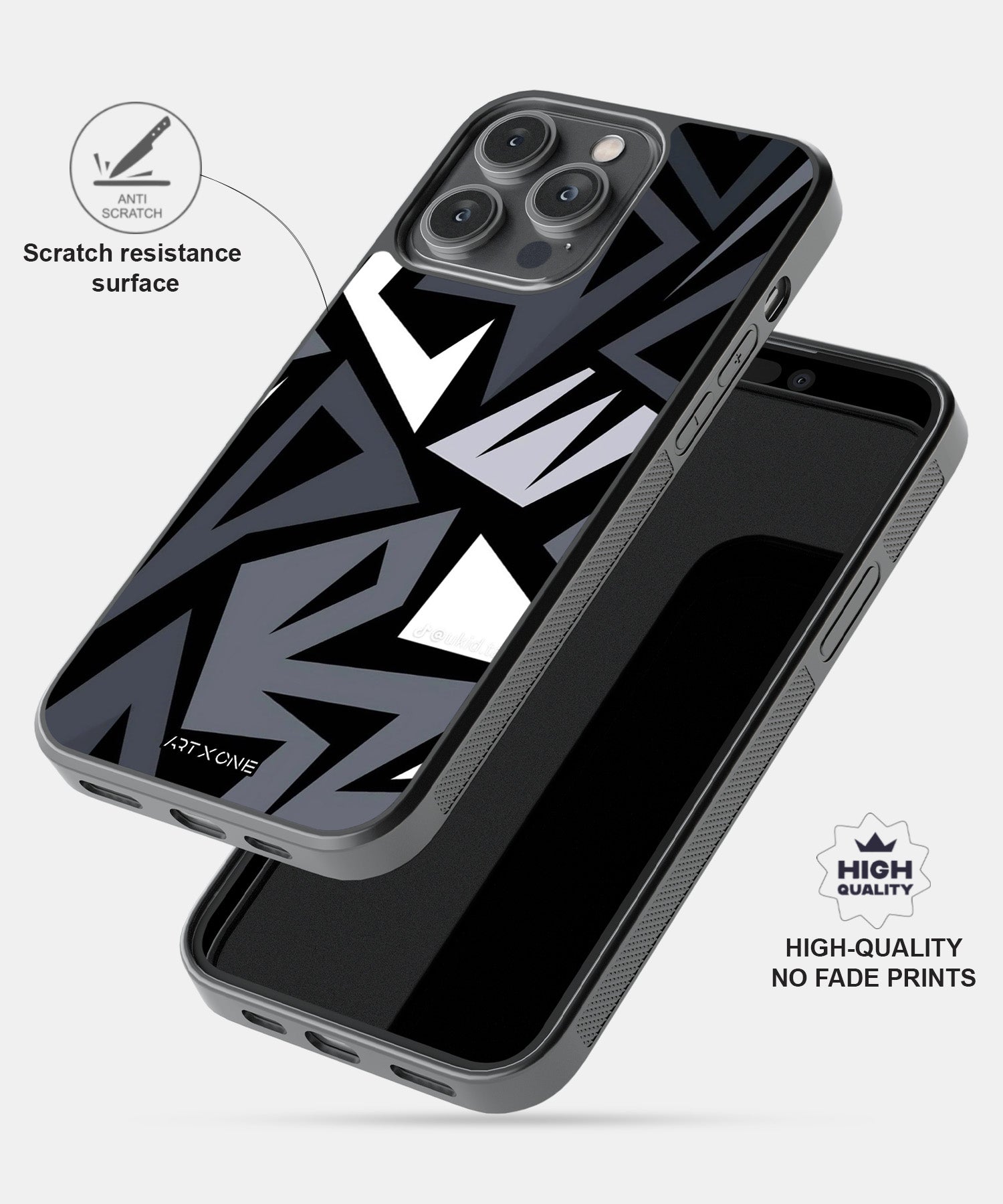 Abstract Black & Grey Geometric Pattern Mobile Back Cover