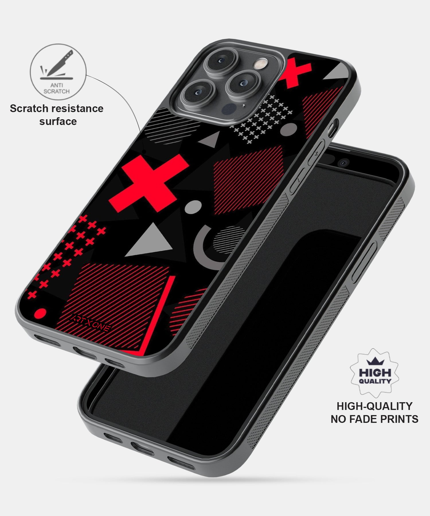 Abstract Geometric Black & Red Pattern Mobile Back Cover