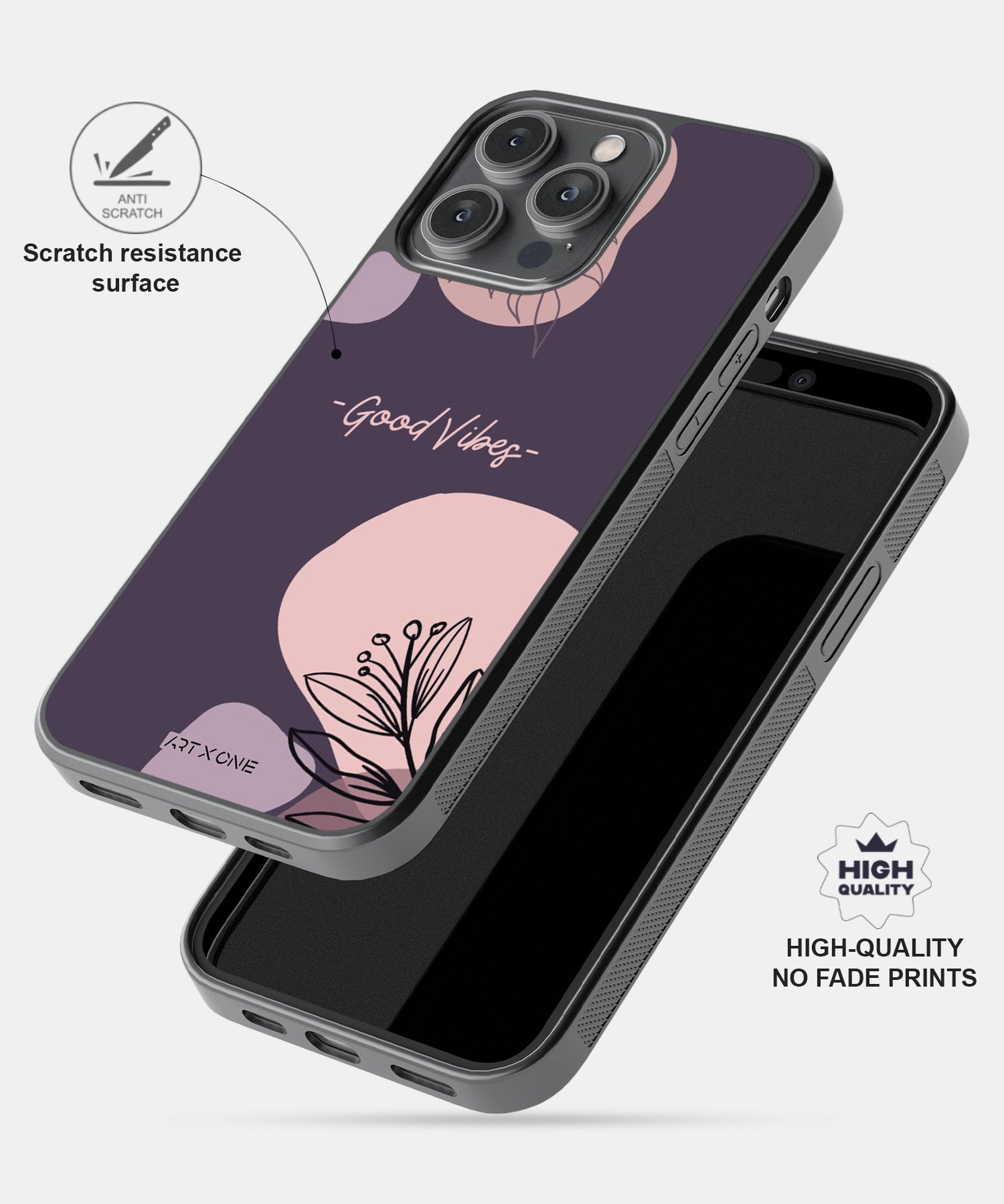 Purple Good Vibes Abstract Mobile Back Cover