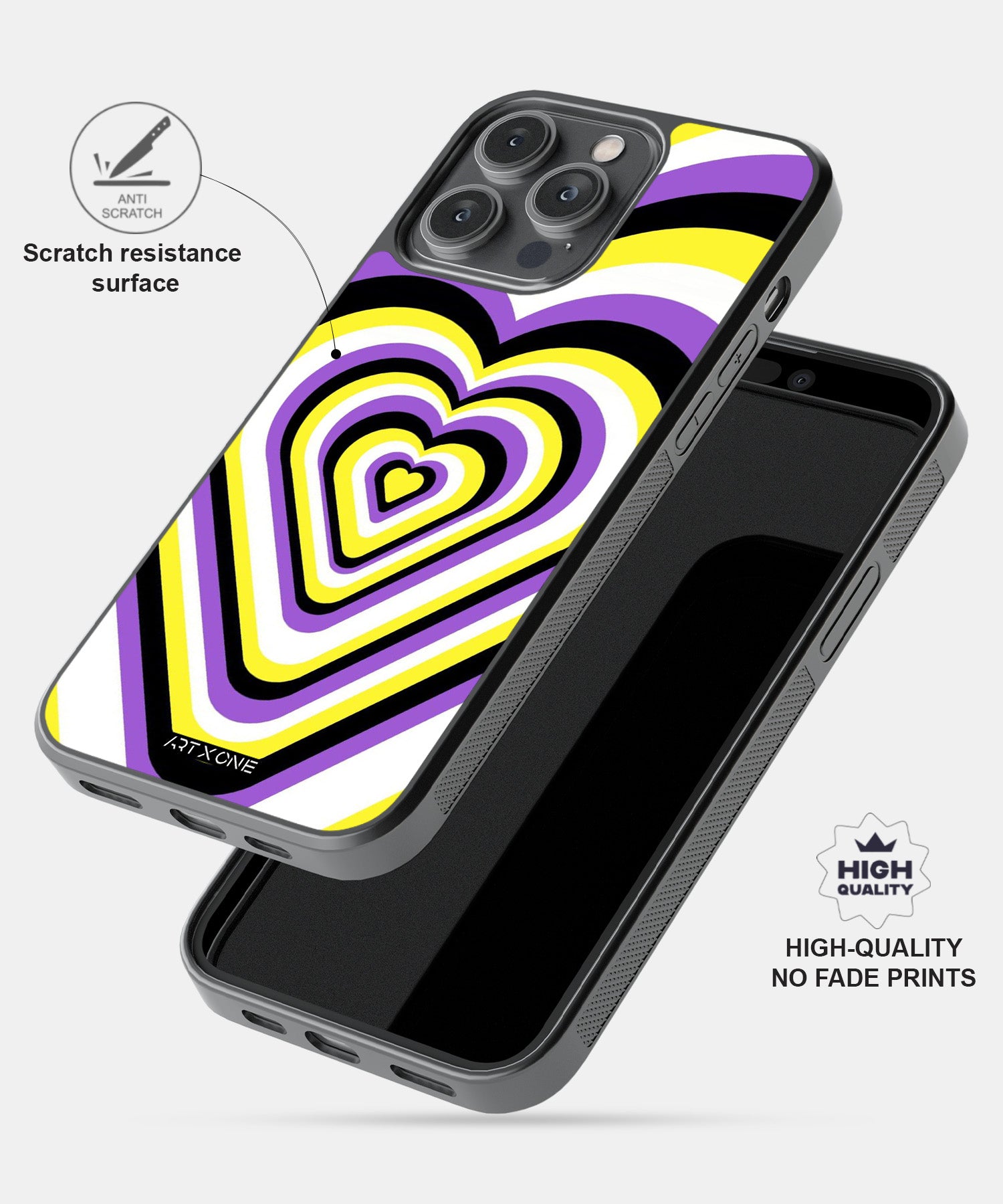 Yellow & Black Heart Y2K