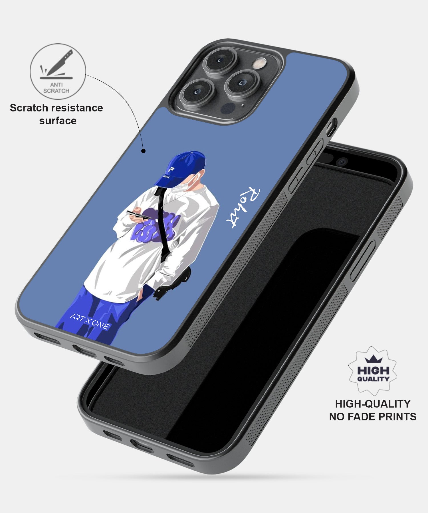 Boy with a Phone Personalised Name  Mobile Back Cover