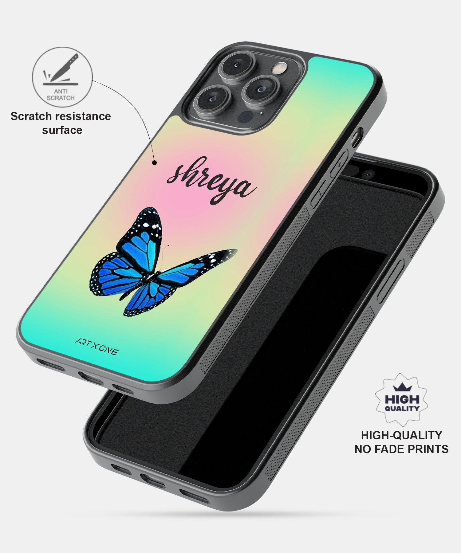Butterfly Glass Customize Mobile Back Cover