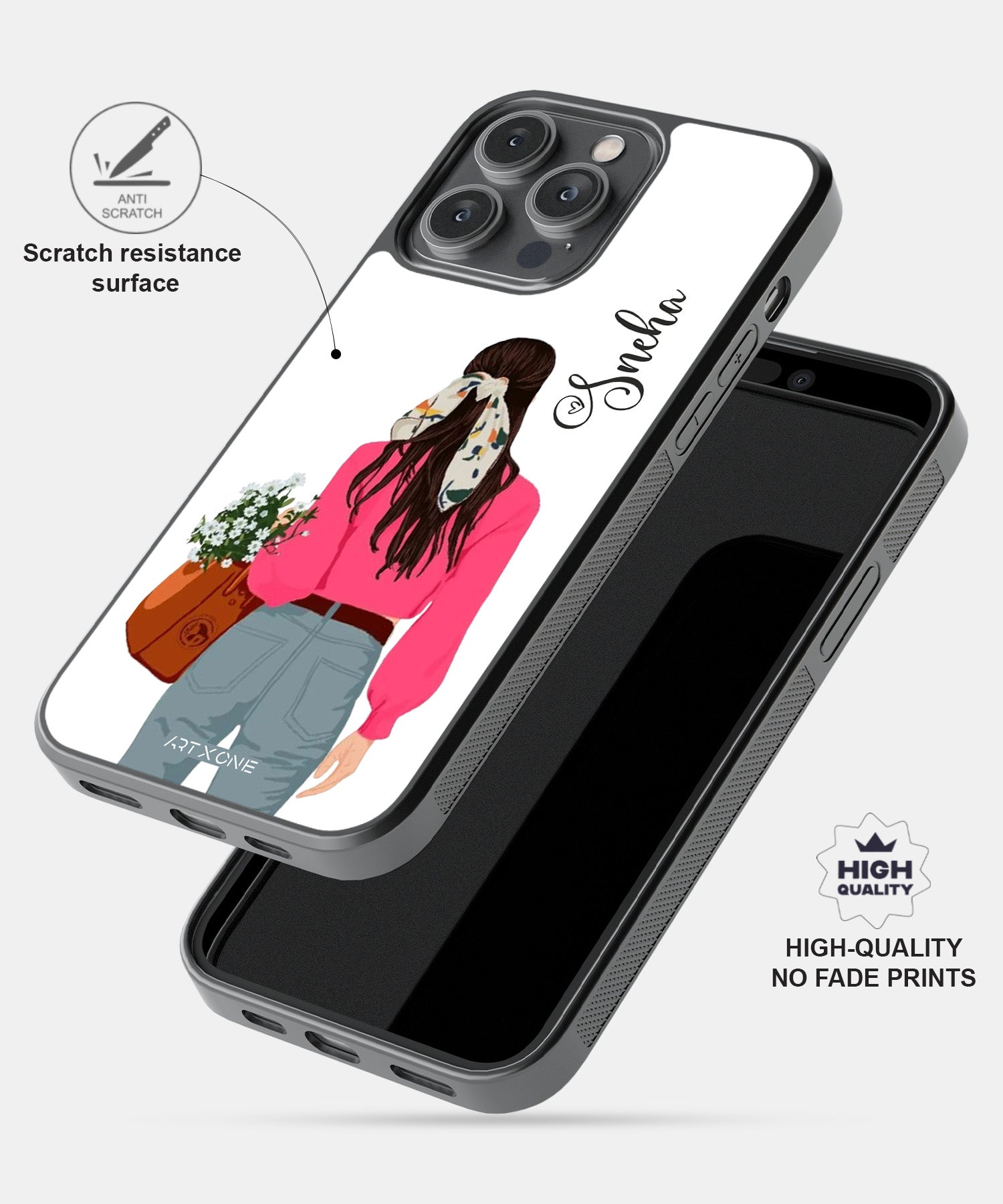 Glossy With Pink Scarf Girl Mobile Back Cover