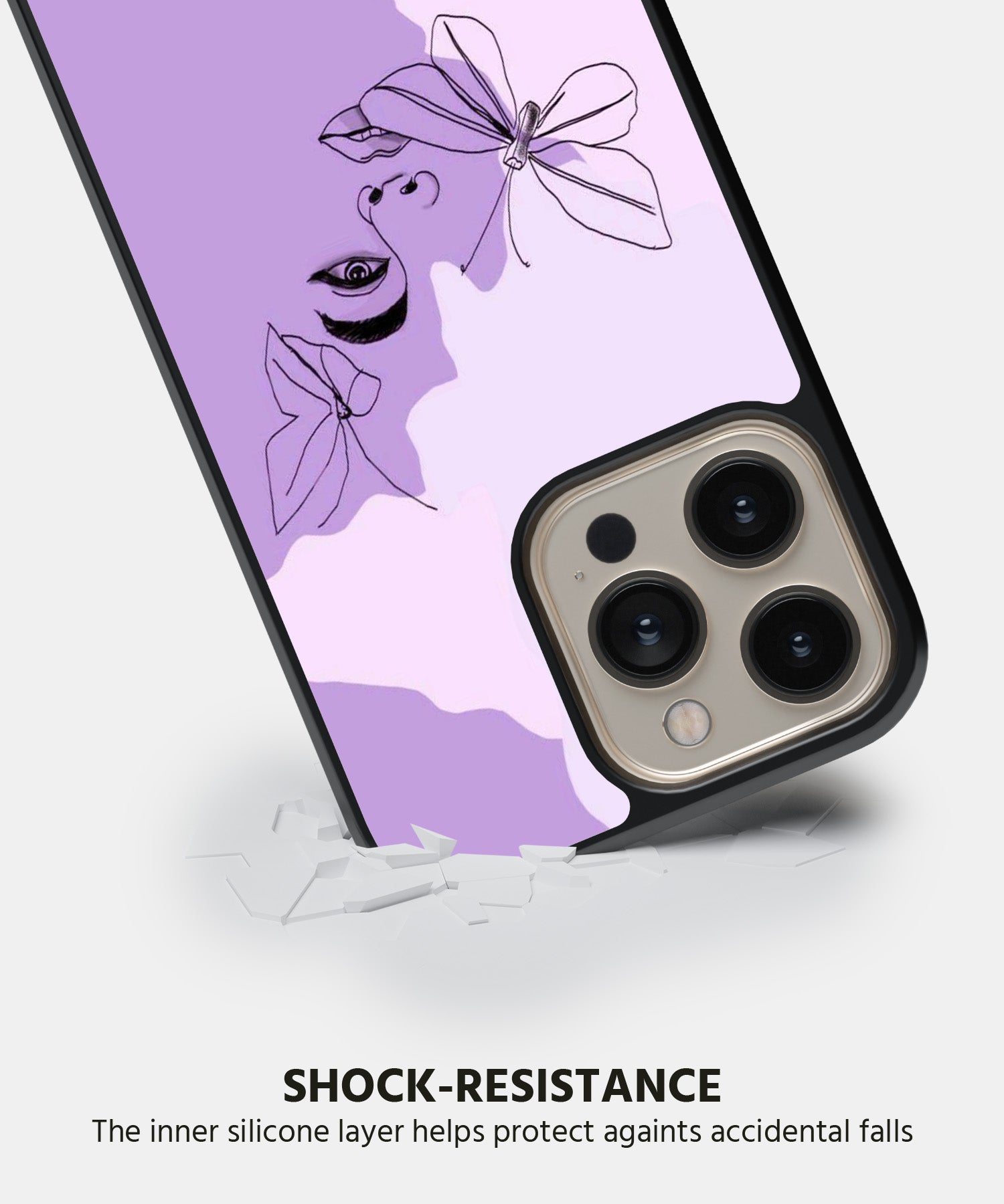 Face Line Art With Butterfly Abstract Mobile Back Cover