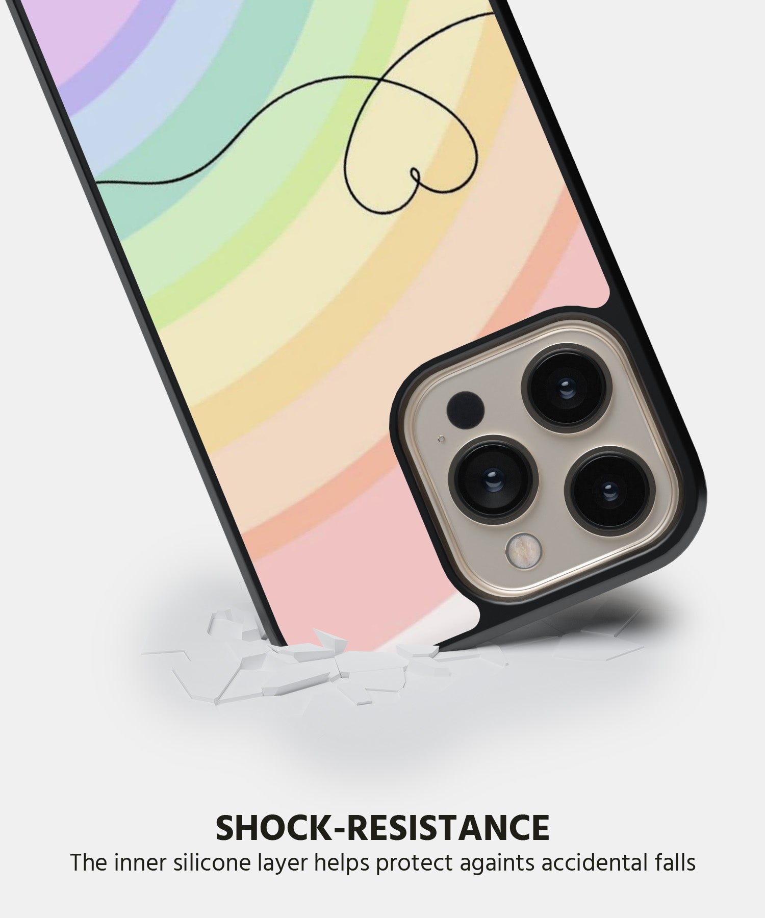 Rainbow with Heart Abstract Mobile Back Cover