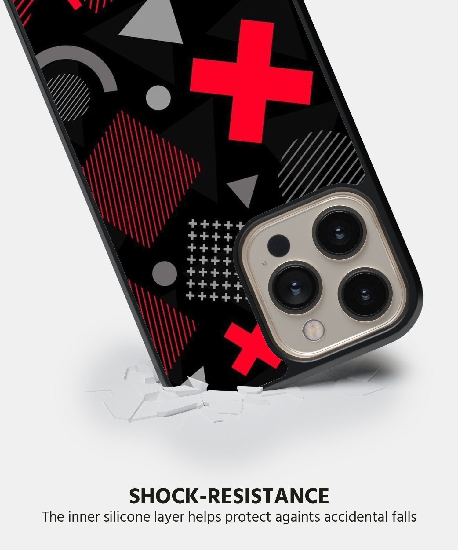 Abstract Geometric Black & Red Pattern Mobile Back Cover