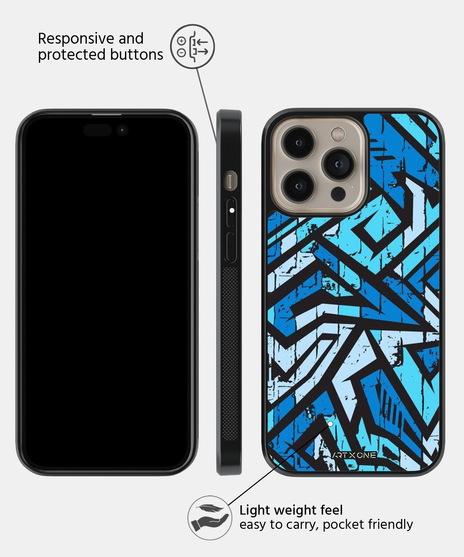 Abstract Blue Stripes Geometric Pattern Mobile Back Cover