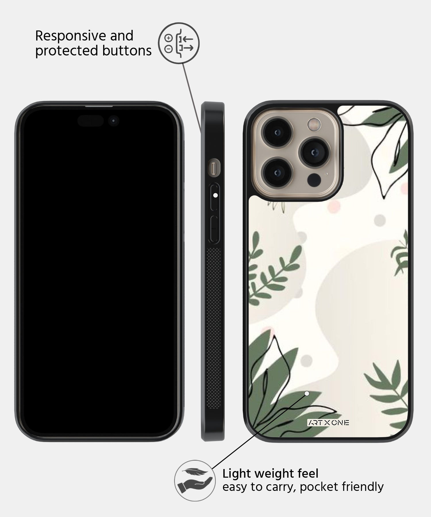 Simple Green Leafs Abstract Mobile Back Cover