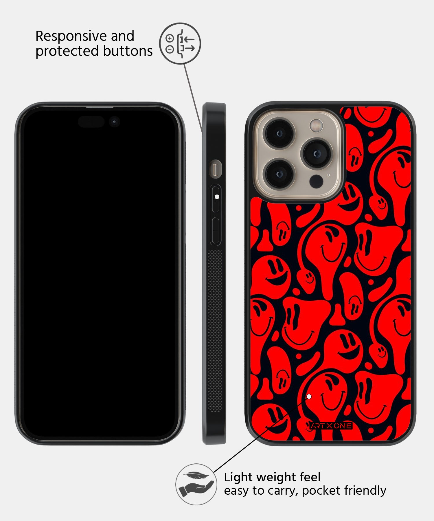 Distorted Red Emoticons Mobile Back Cover