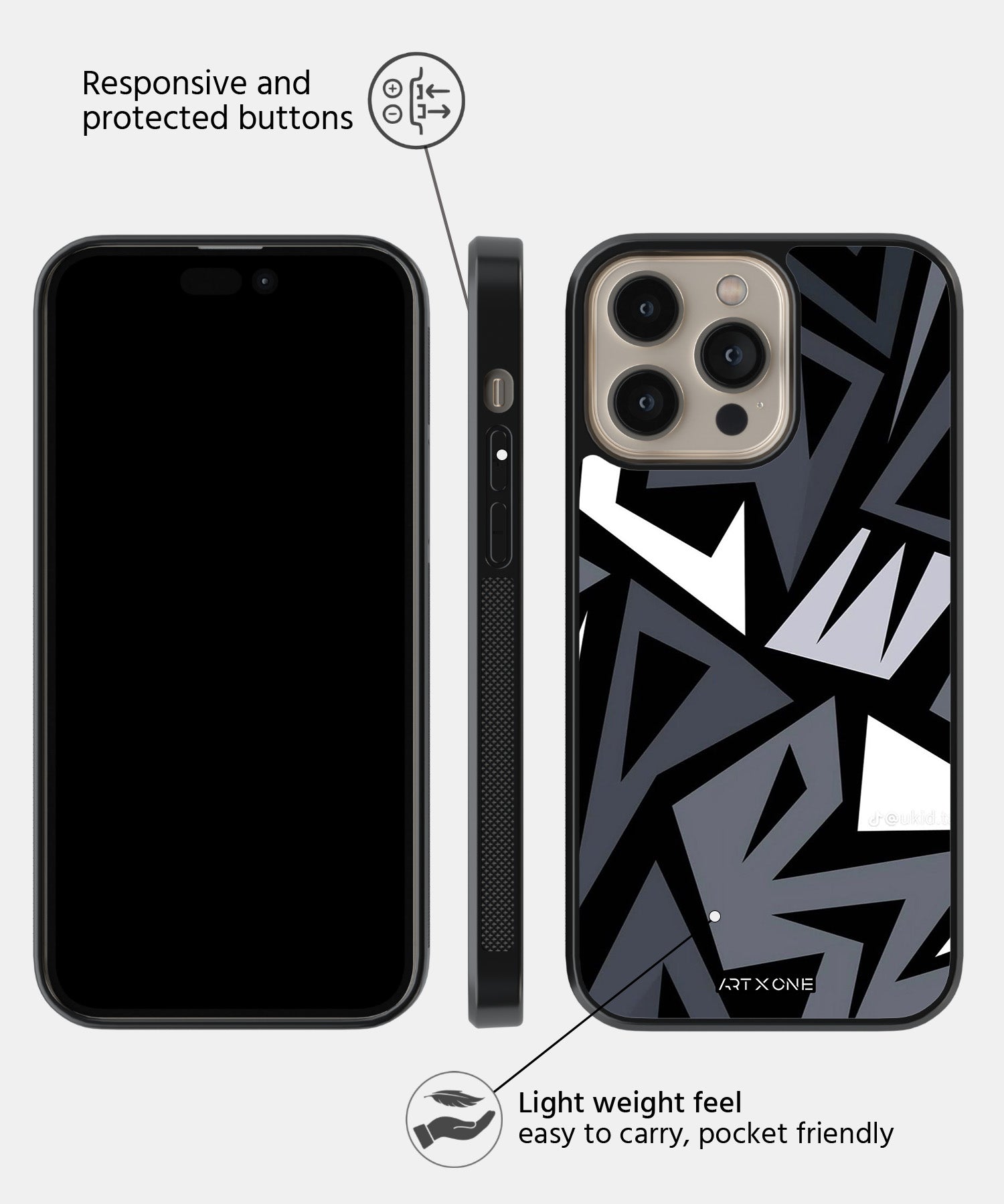 Abstract Black & Grey Geometric Pattern Mobile Back Cover