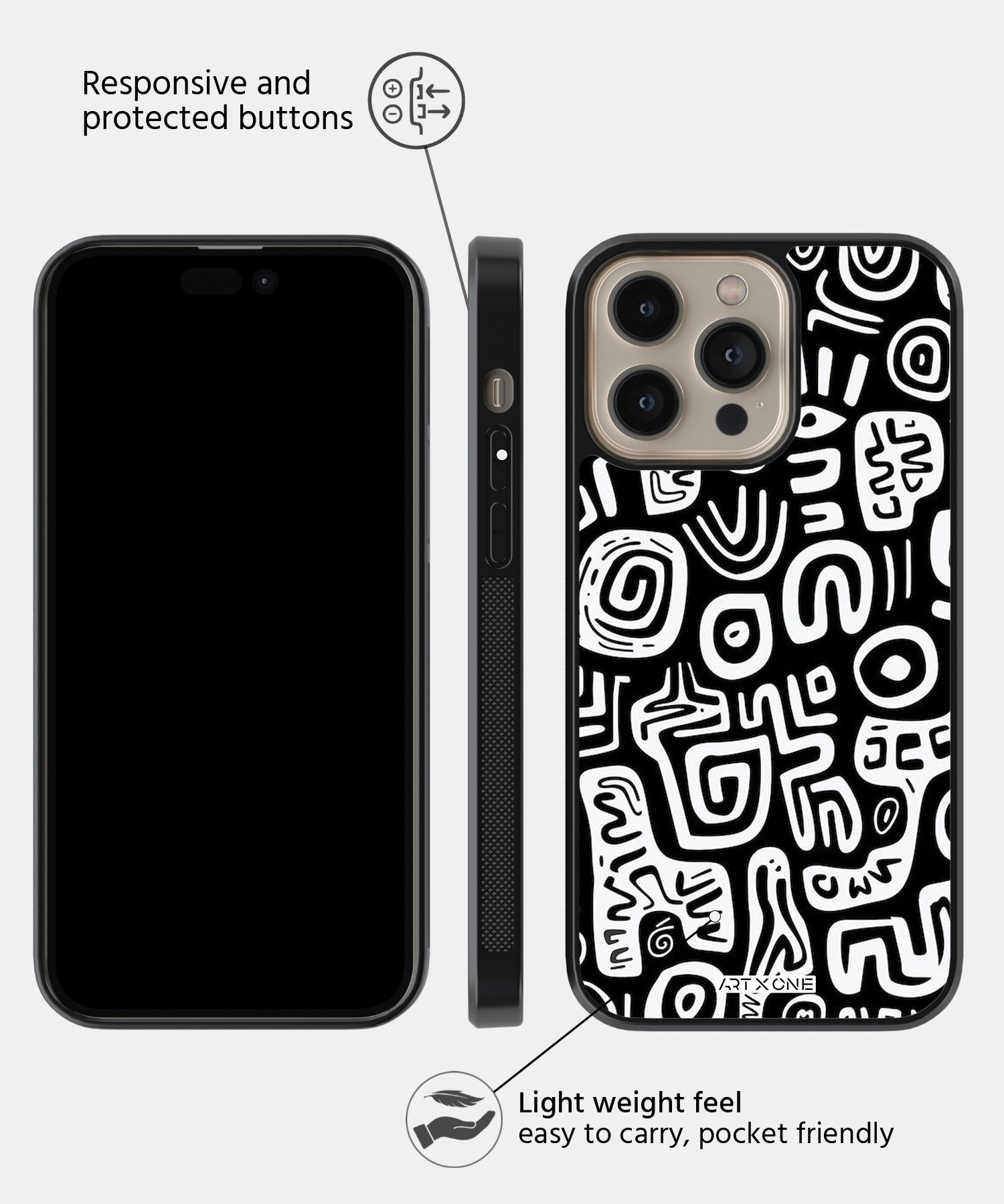 Abstract Black & White Pattern Mobile Back Cover