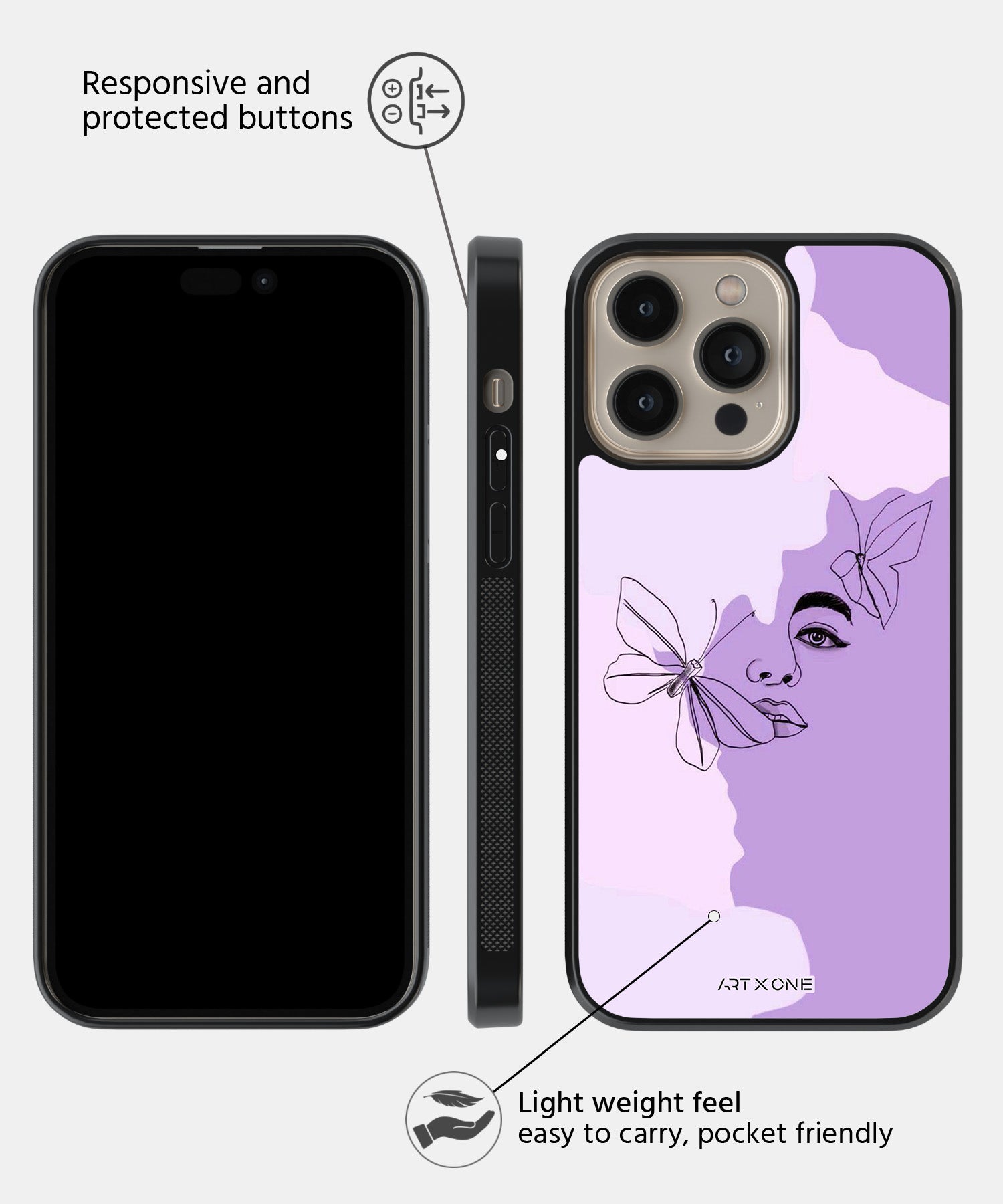 Face Line Art With Butterfly Abstract Mobile Back Cover