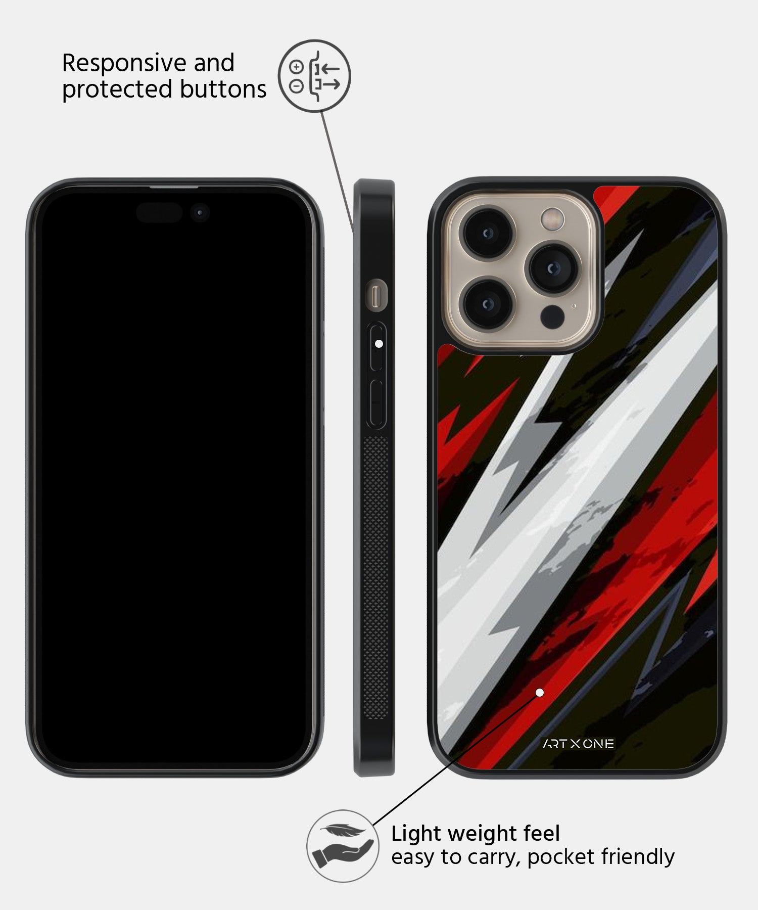 Abstract Red & Black Geometric Pattern Mobile Back Cover