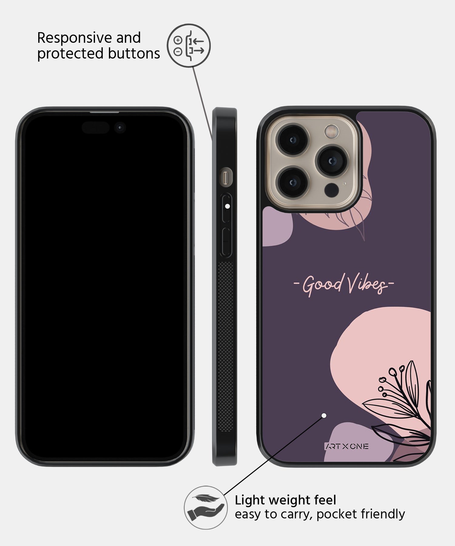 Purple Good Vibes Abstract Mobile Back Cover