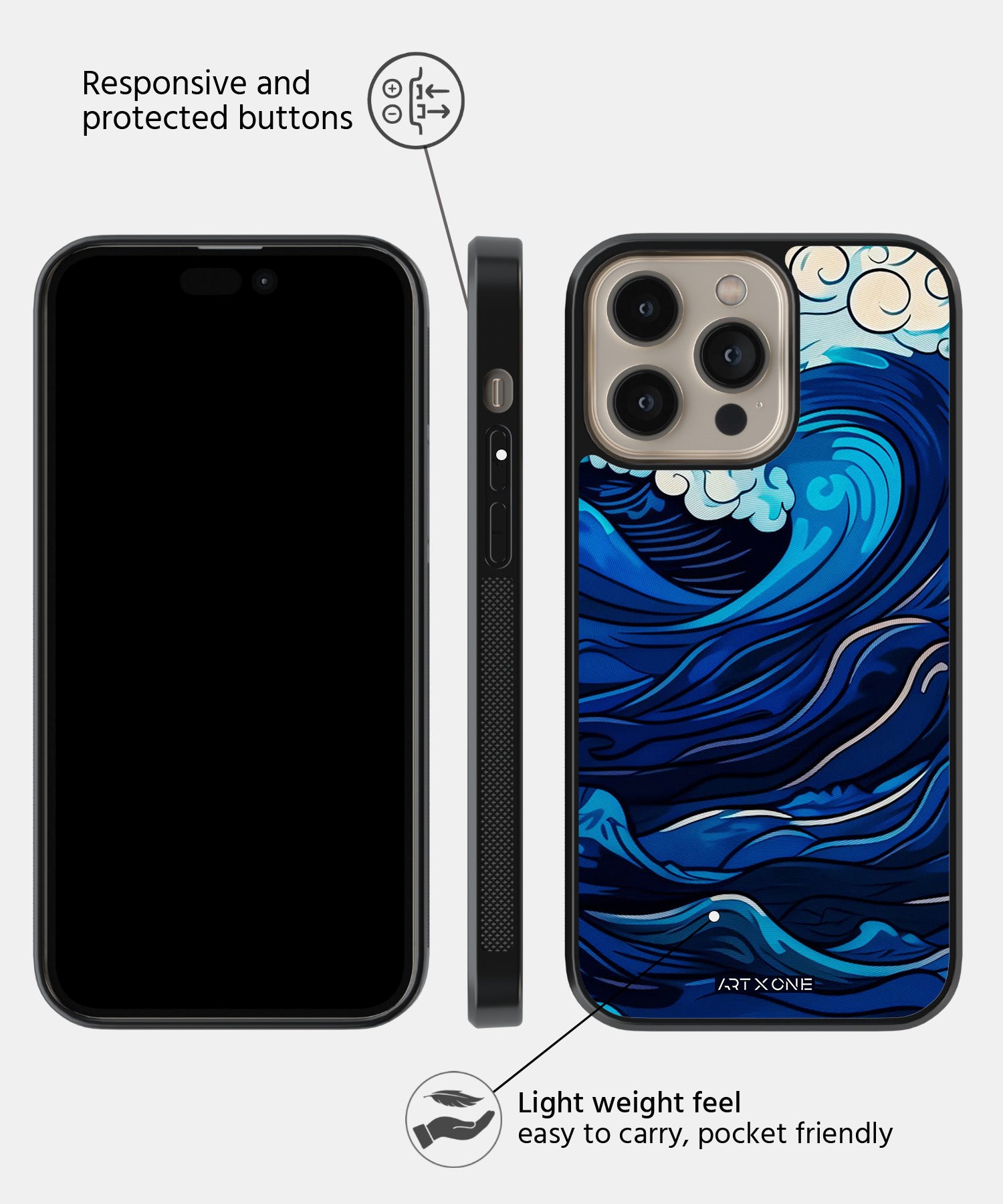 Artistic Blue Waves Mobile Back Cover