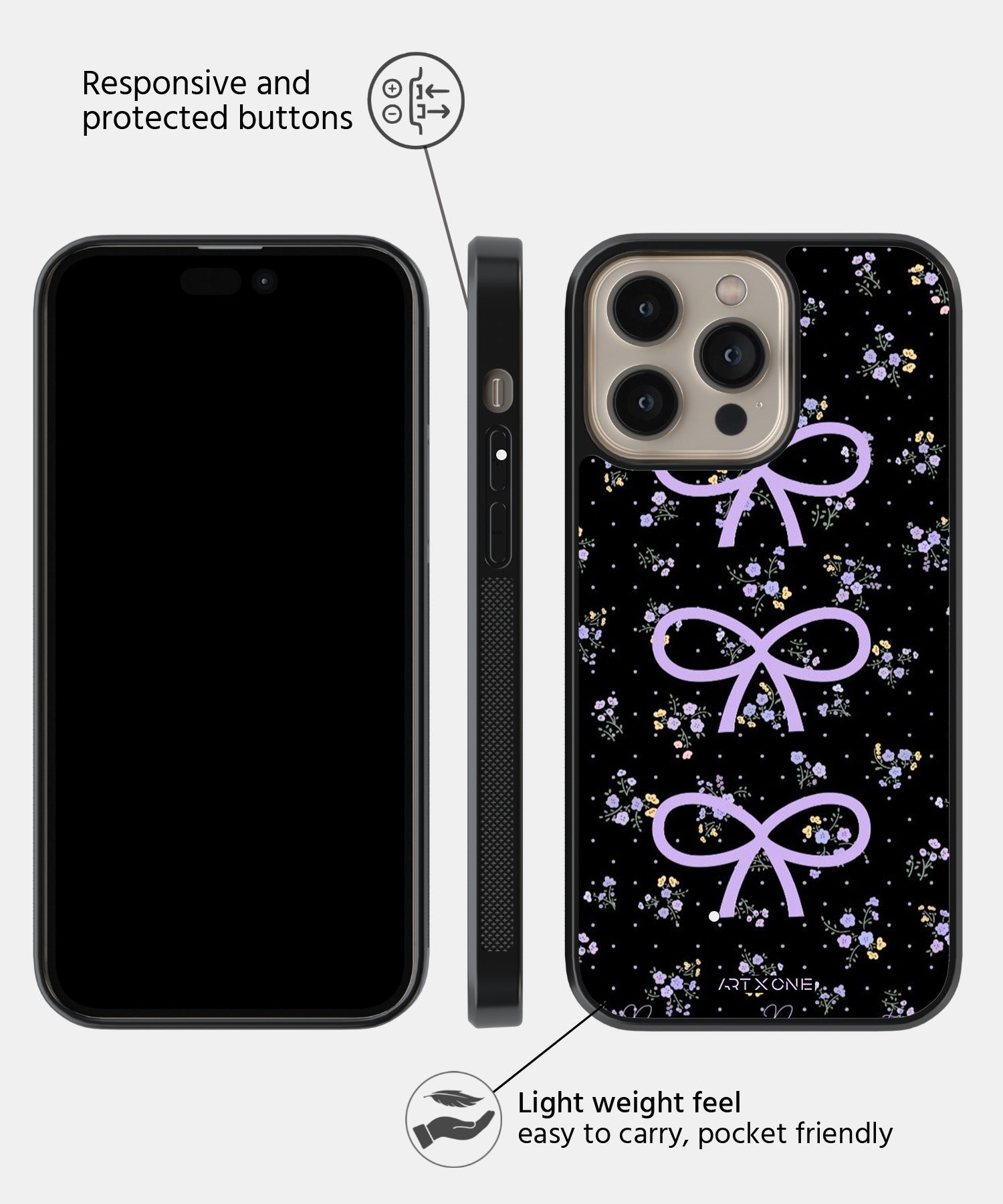 Midnight Bloom Bows Mobile Back Cover