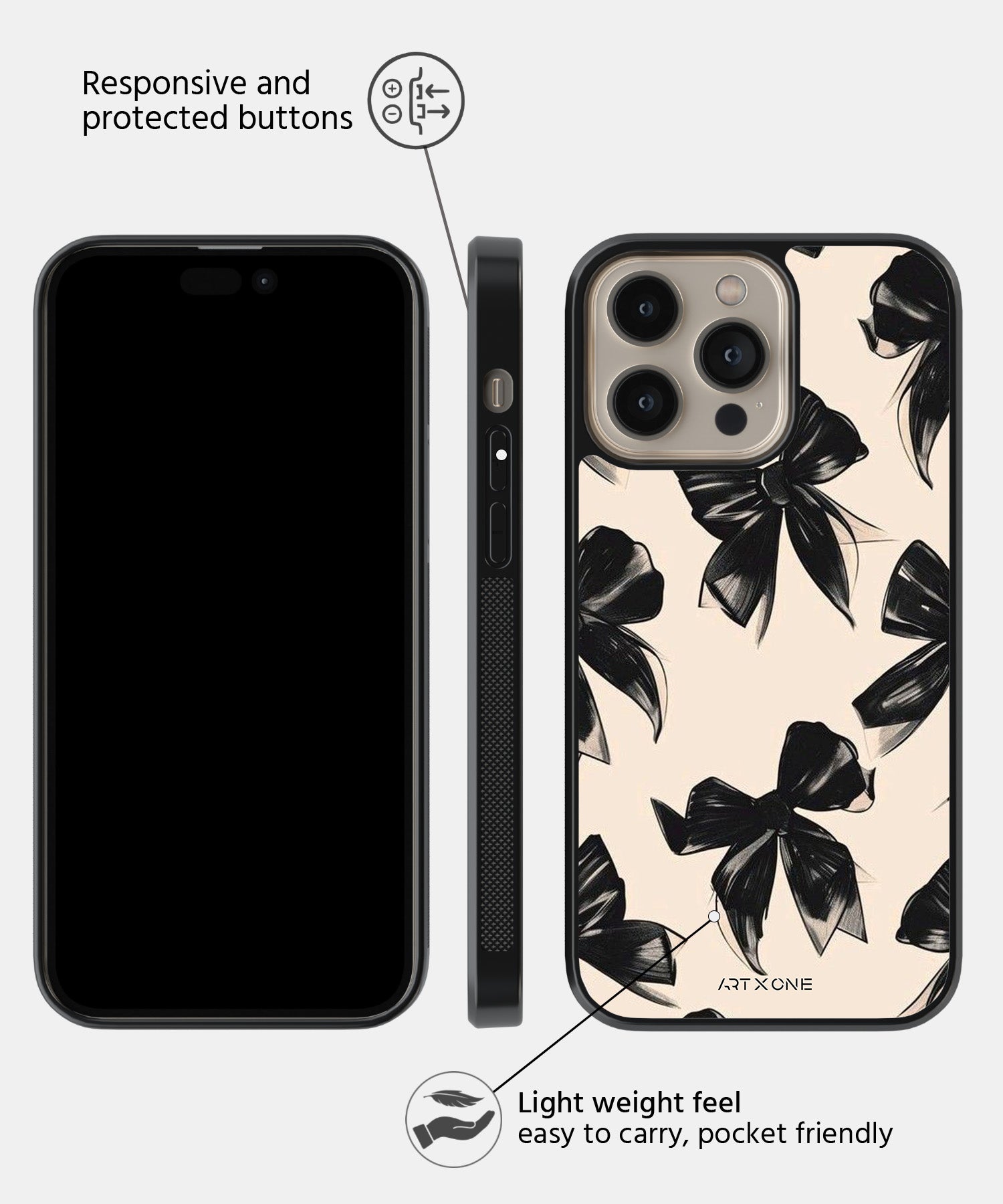 Vintage Noir Bow Mobile Back Cover