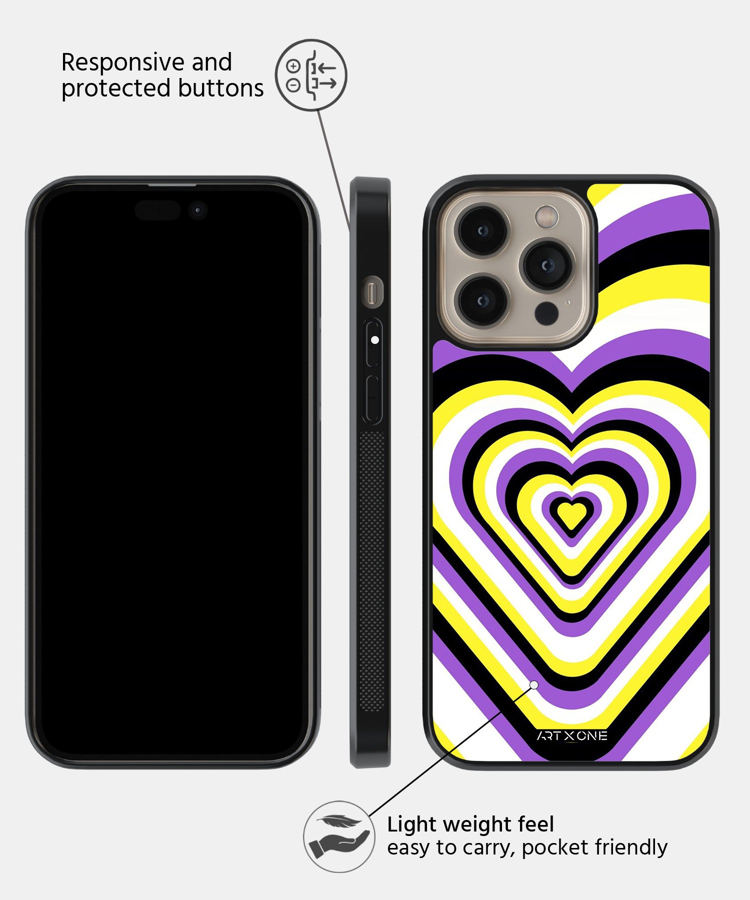 Yellow & Black Heart Y2K