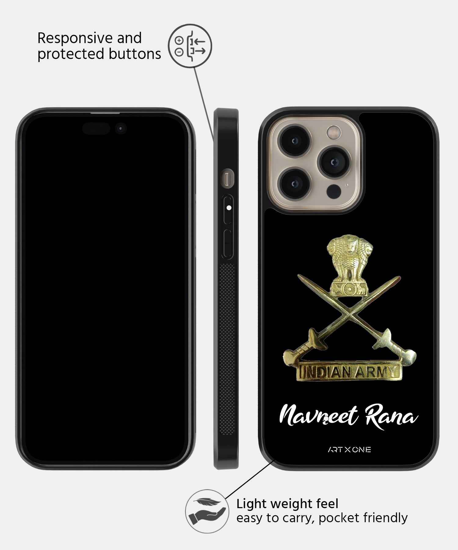 Army logo & Name Mobile Back Cover