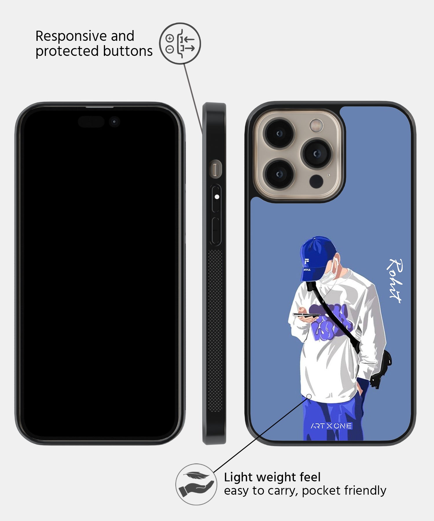 Boy with a Phone Personalised Name  Mobile Back Cover