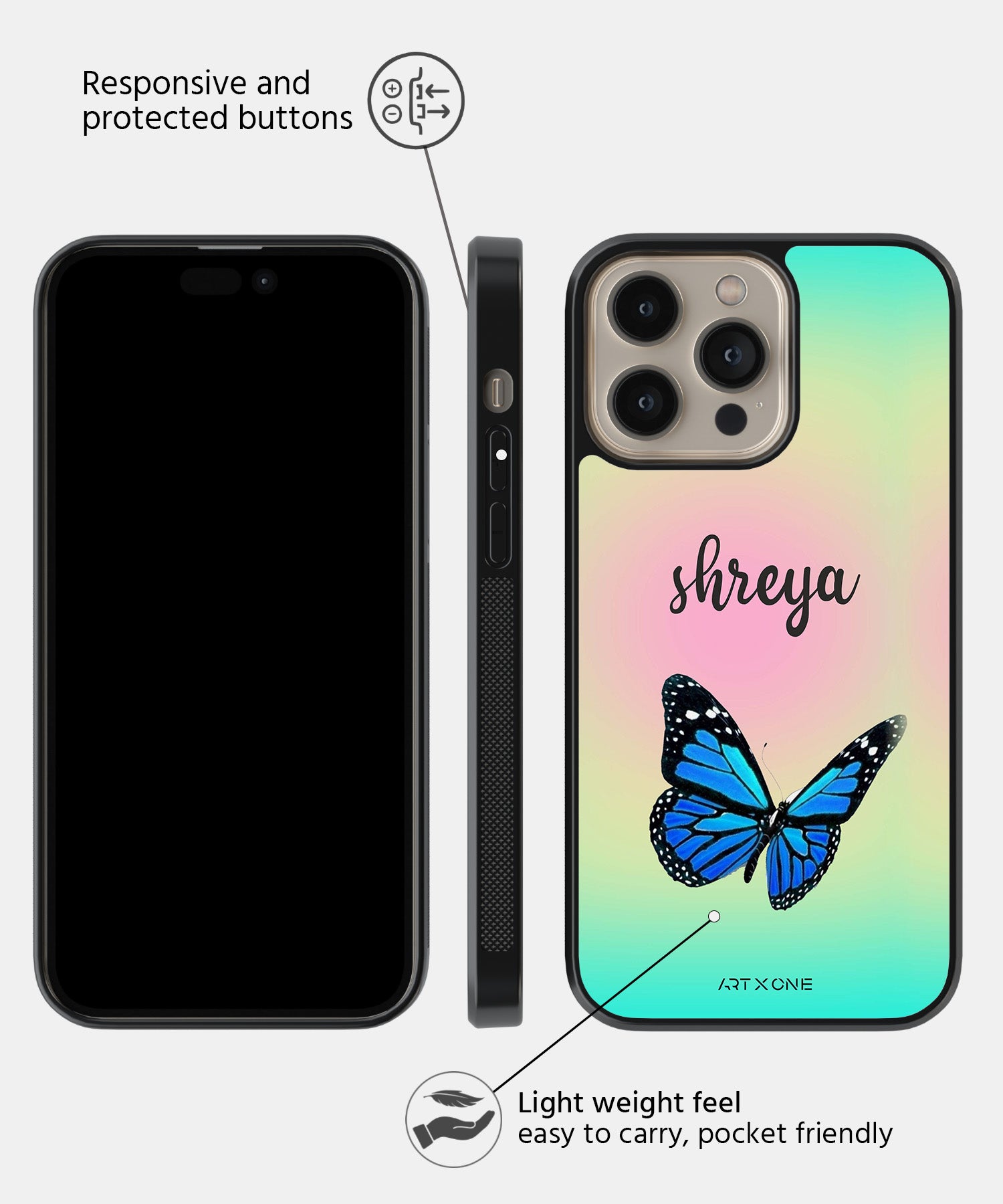 Butterfly Glass Customize Mobile Back Cover