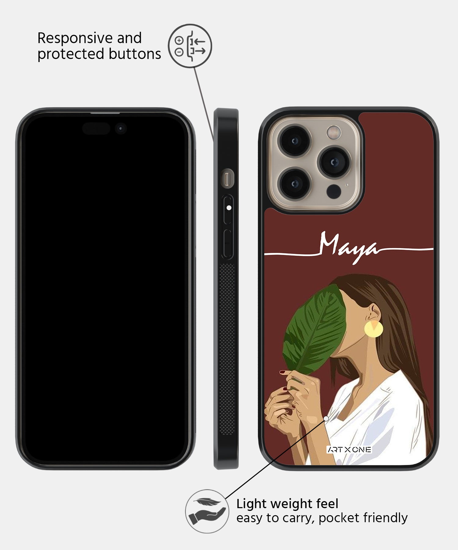 Girl With Green Leaf Mobile Back Cover