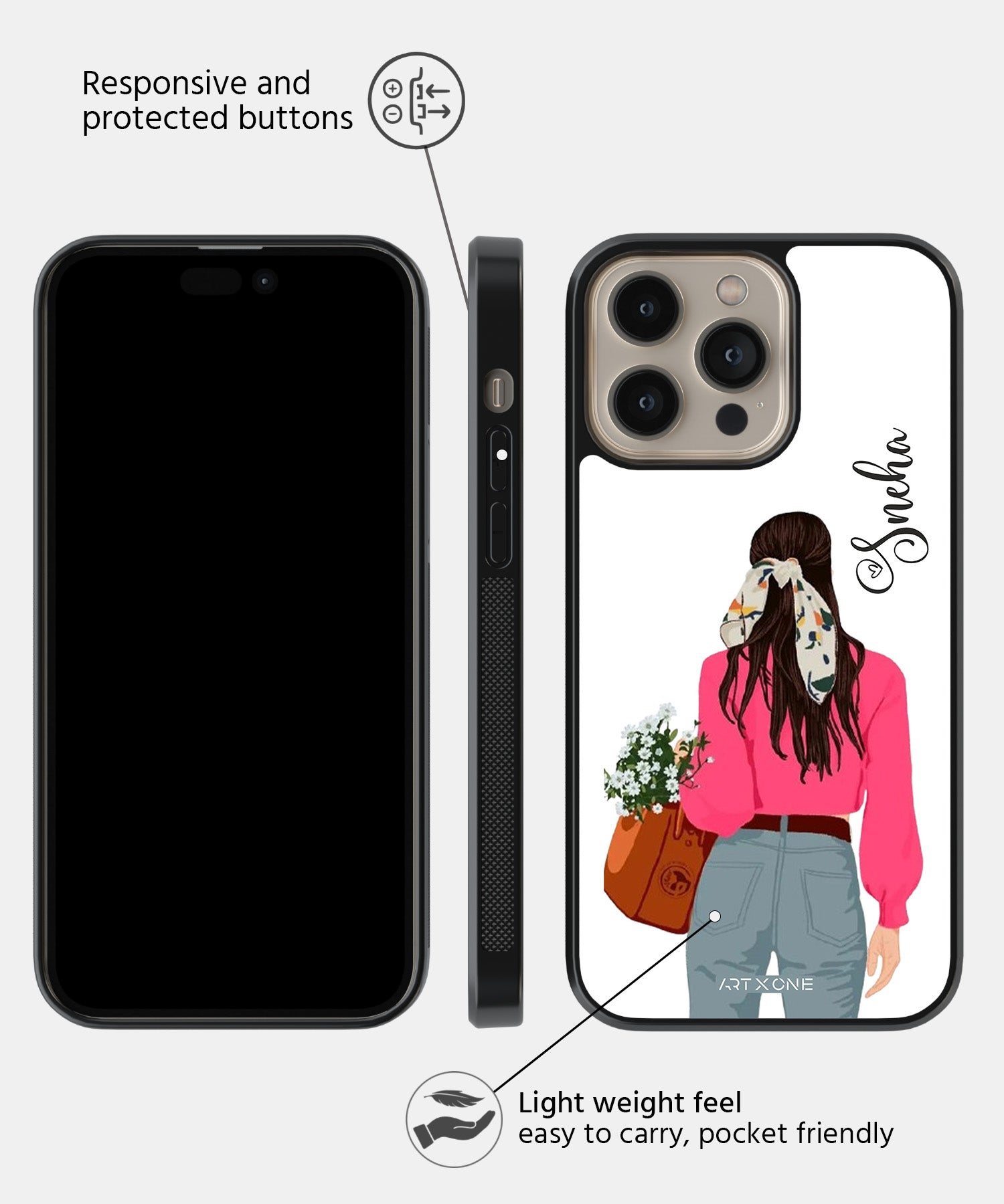 Glossy With Pink Scarf Girl Mobile Back Cover