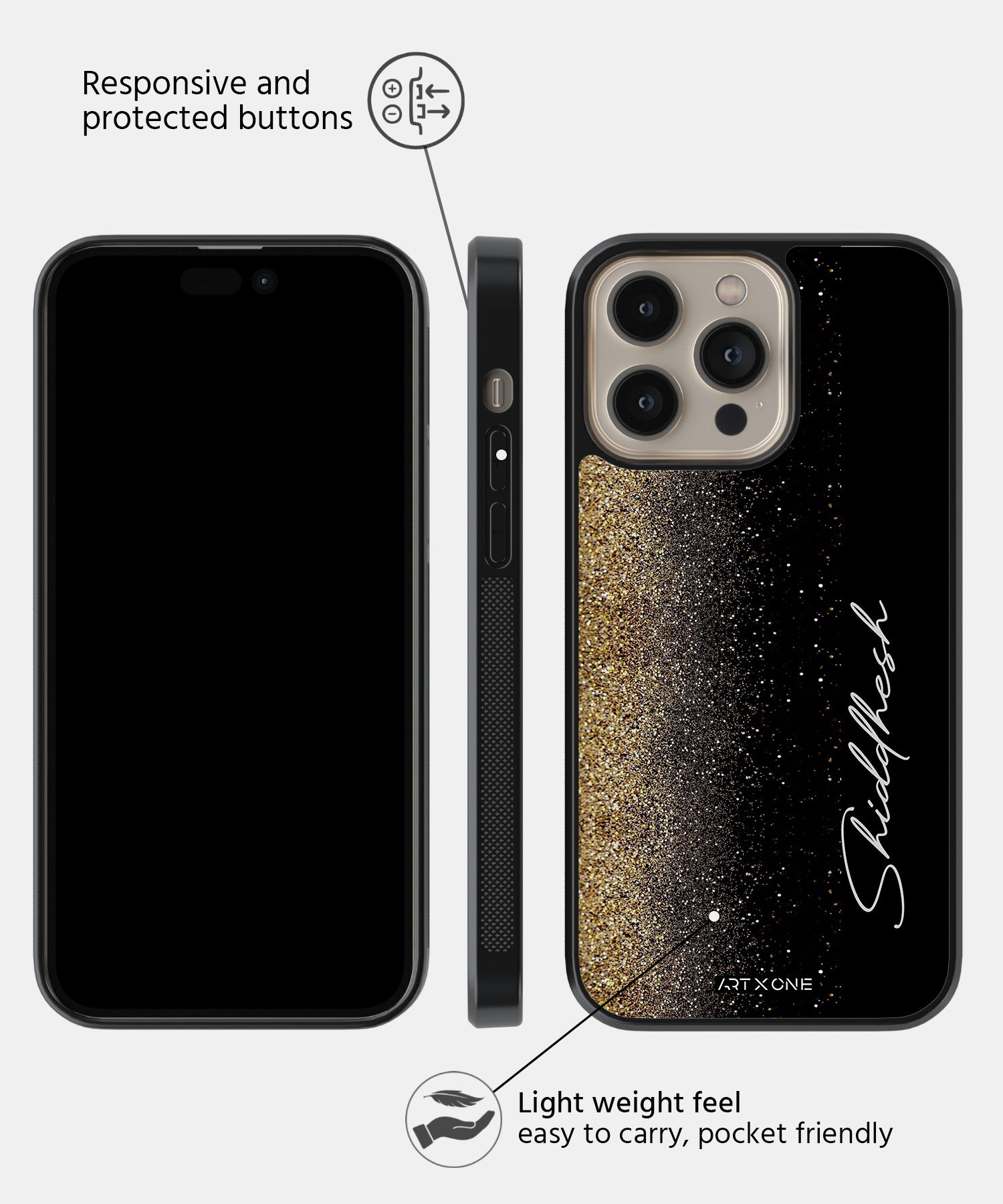Golden Glitter Mobile Back Cover