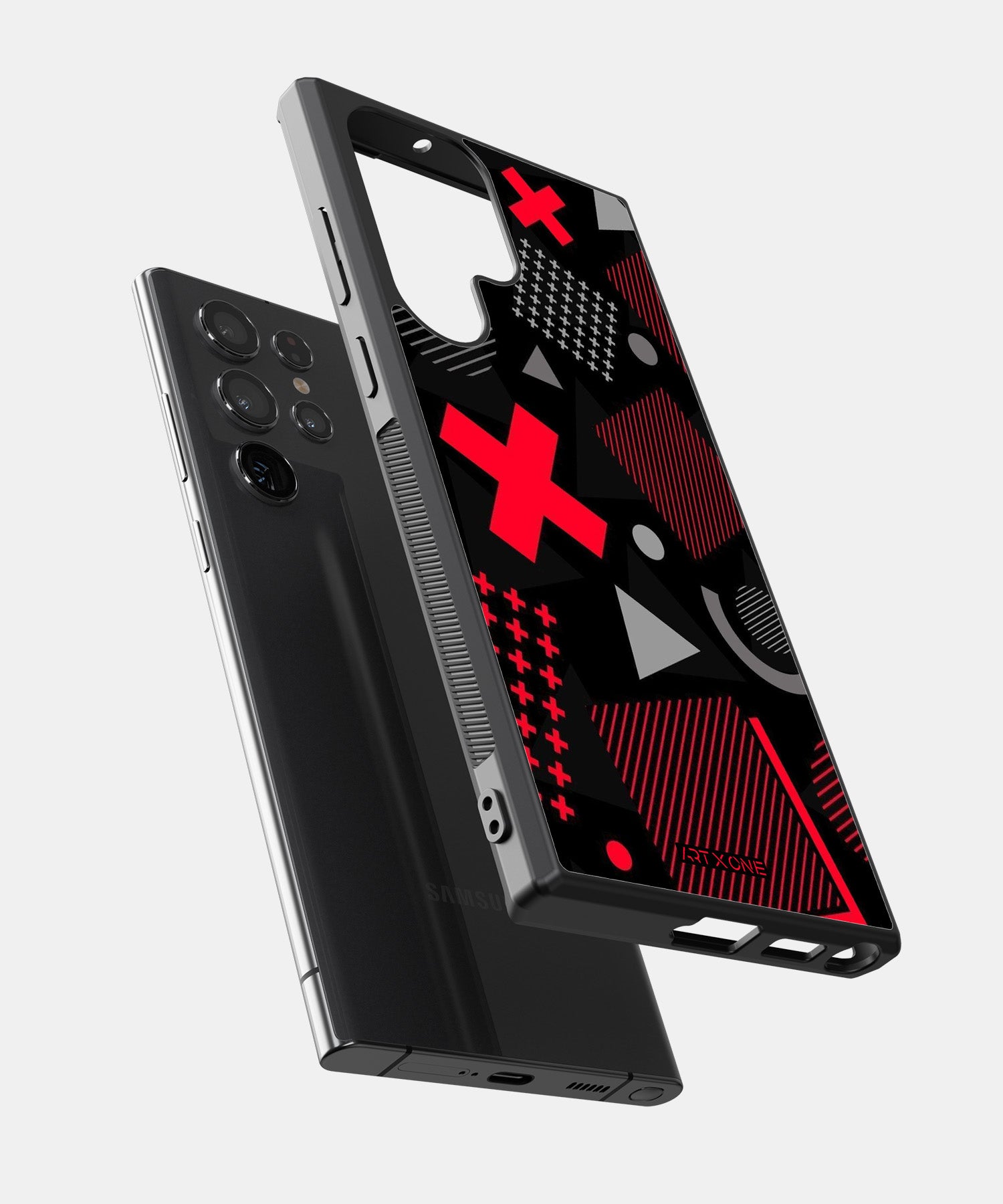 Abstract Geometric Black & Red Pattern Mobile Back Cover