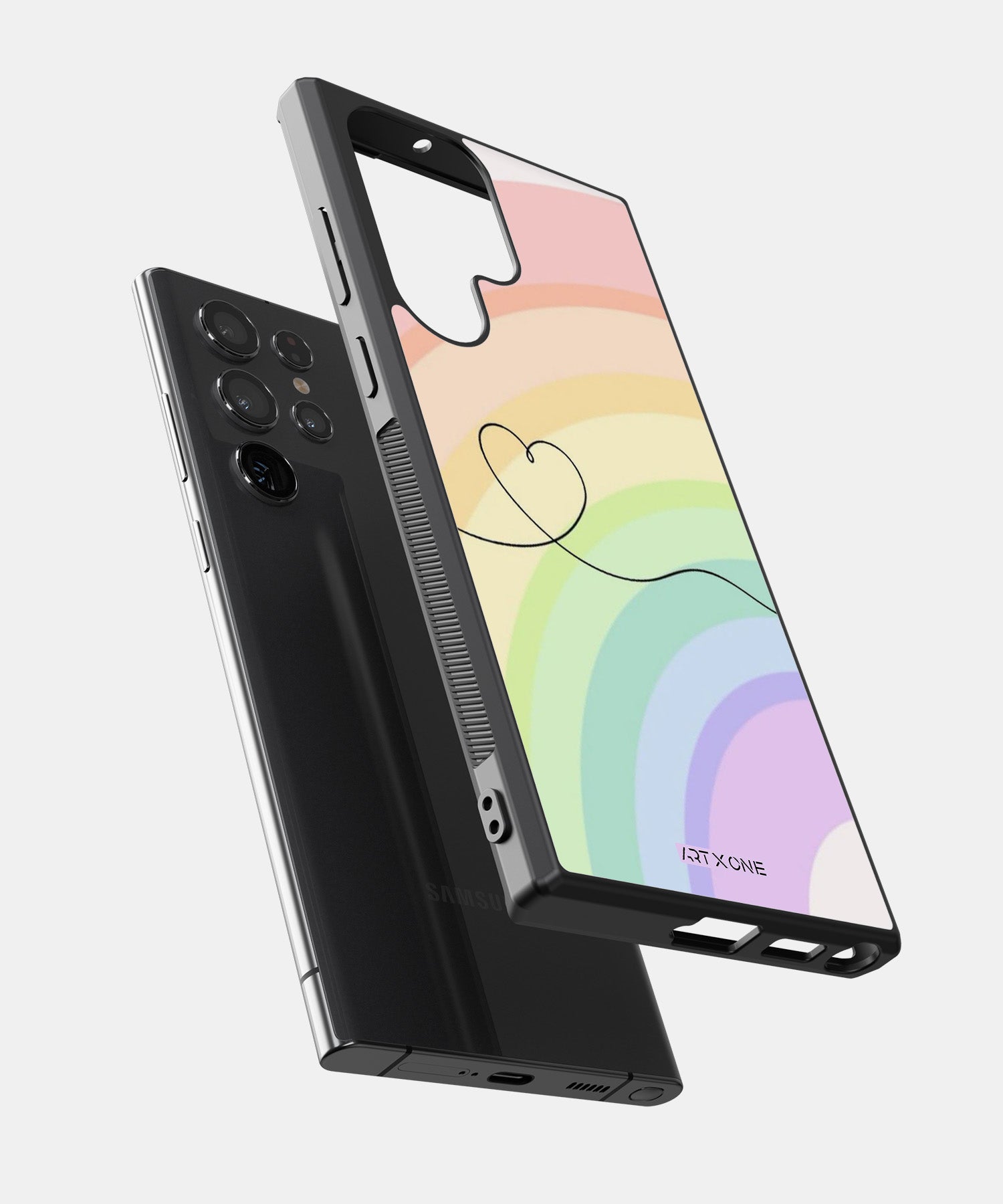 Rainbow with Heart Abstract Mobile Back Cover