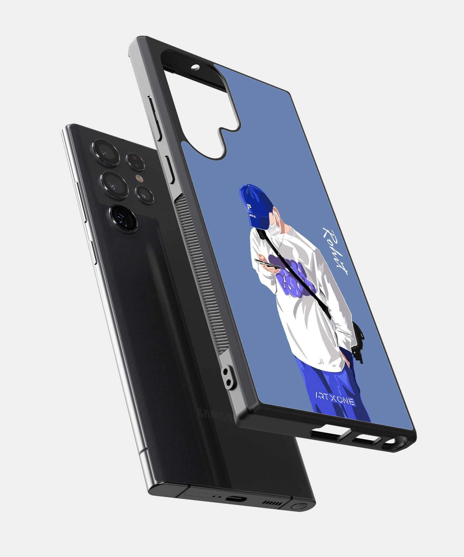 Boy with a Phone Personalised Name  Mobile Back Cover