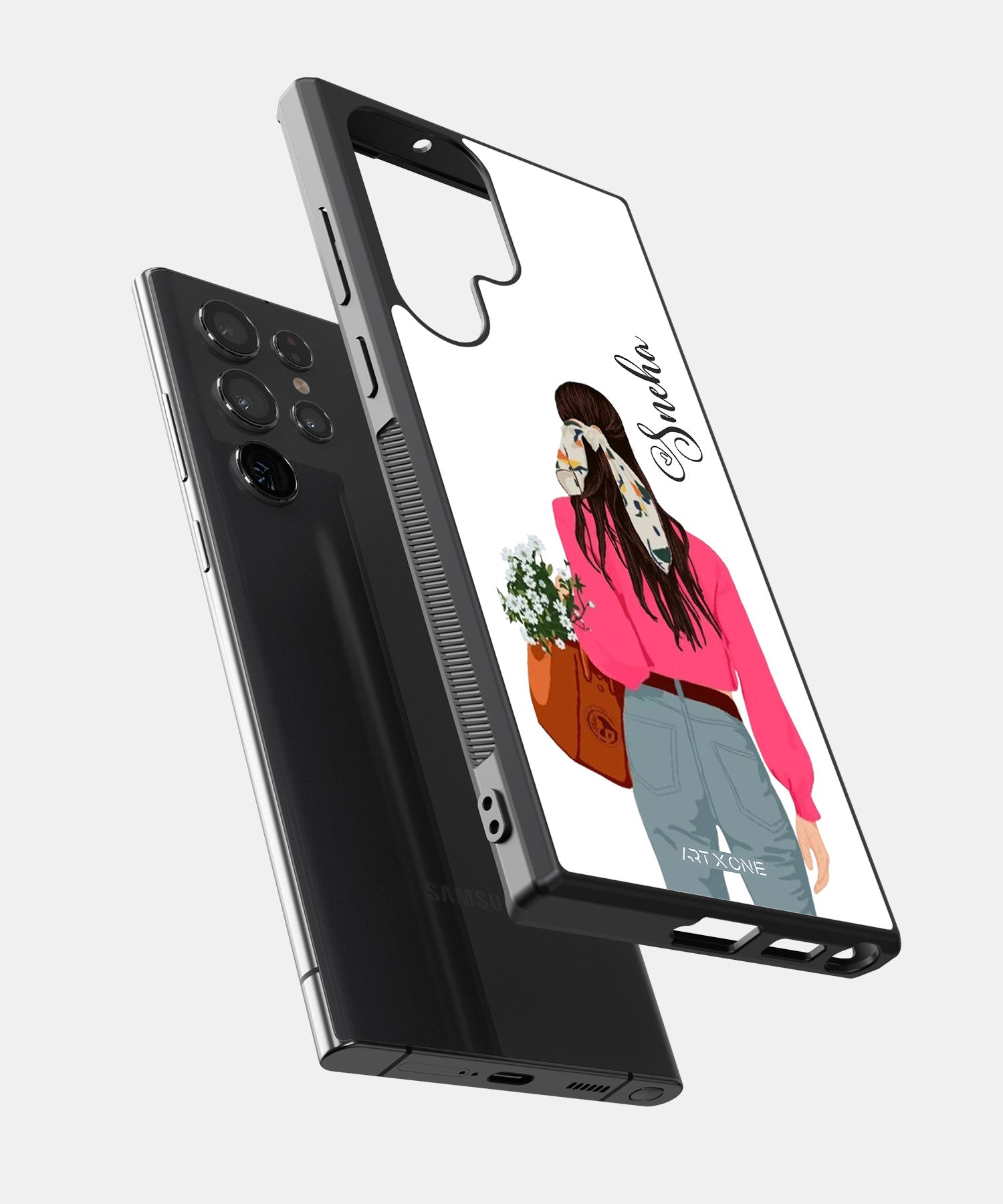 Glossy With Pink Scarf Girl Mobile Back Cover