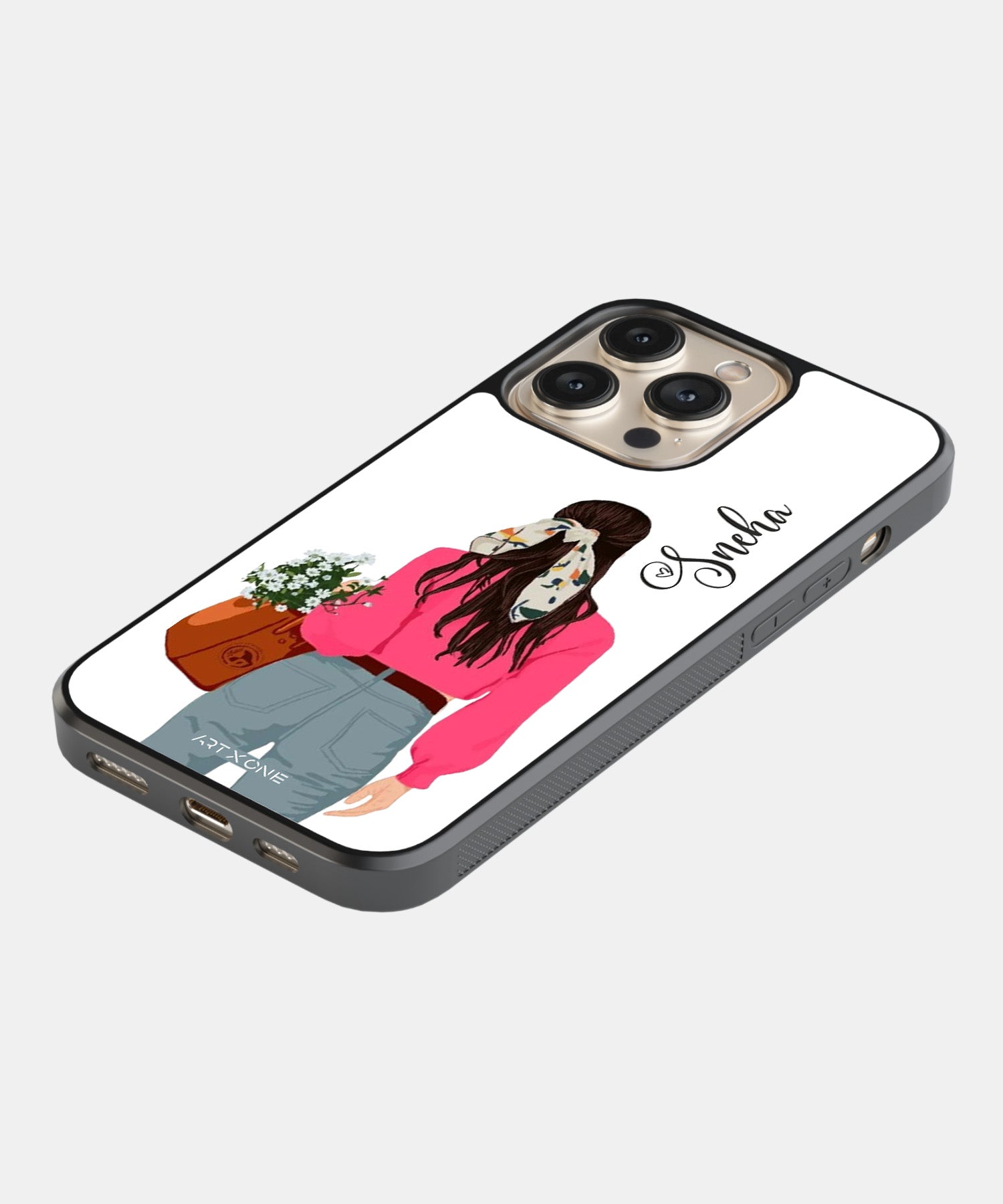 Glossy With Pink Scarf Girl Mobile Back Cover