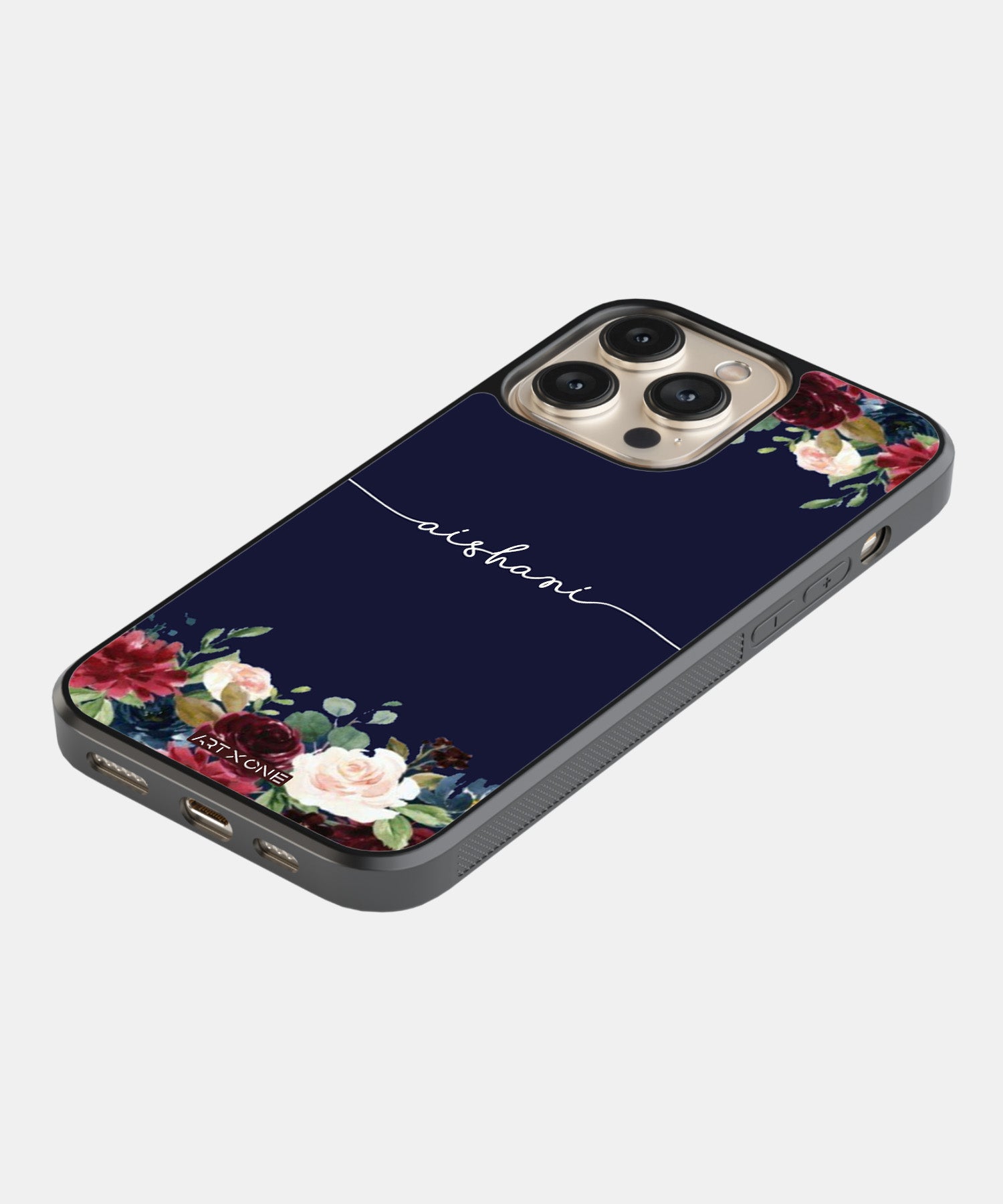 Navy Blue With Floral Mobile Back Cover
