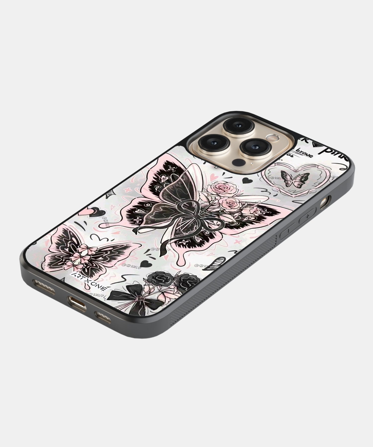Black Pink Butterfly Mobile Back Cover